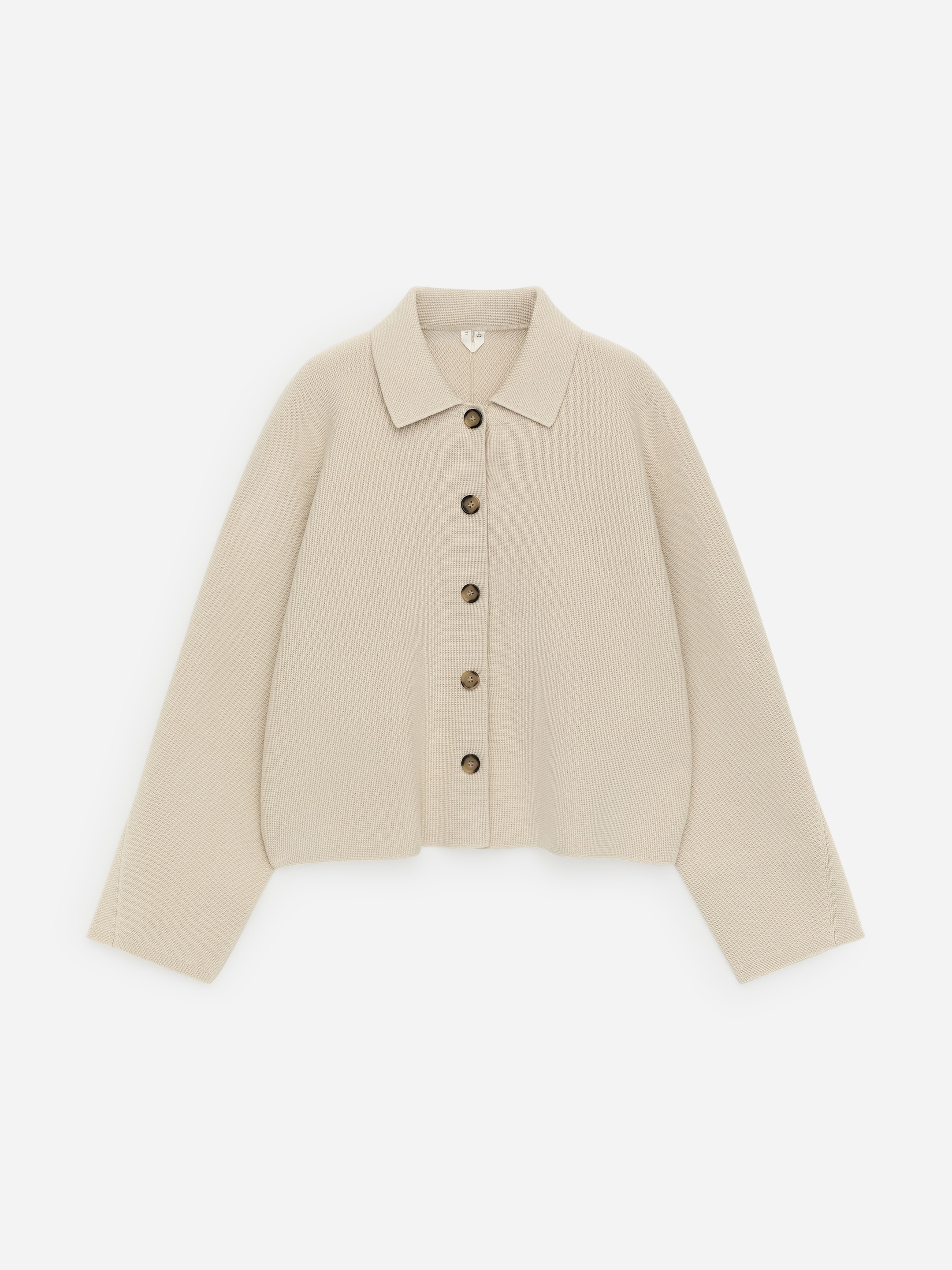 Knitted Cotton Jacket - Beige - Loose fit - Women - StillMedia/DescriptiveStillLife - 1