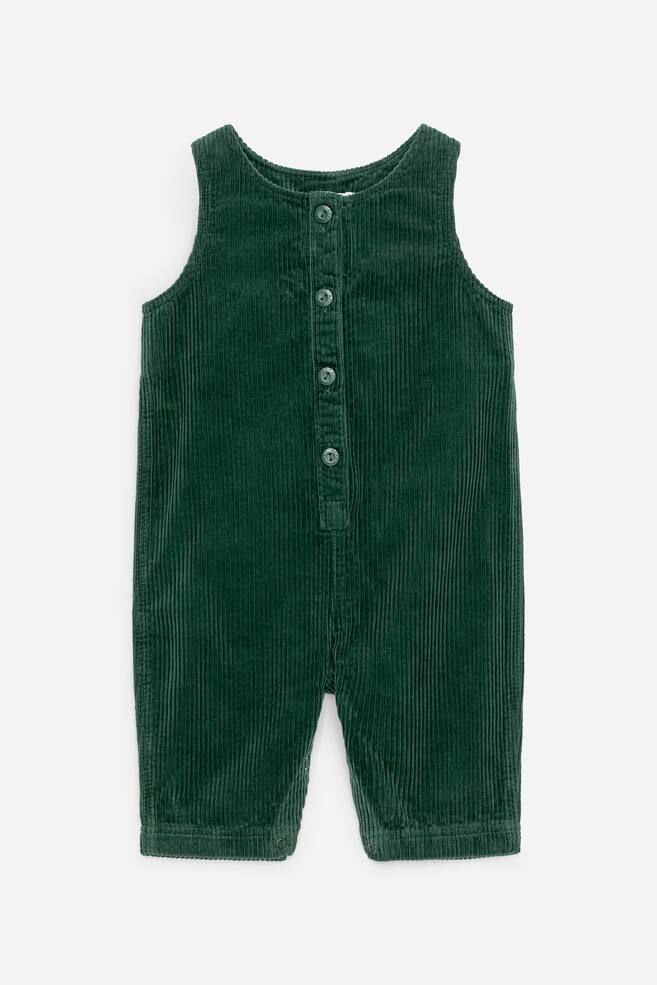 Corduroy jumpsuit - Donkergroen/Lila - 1