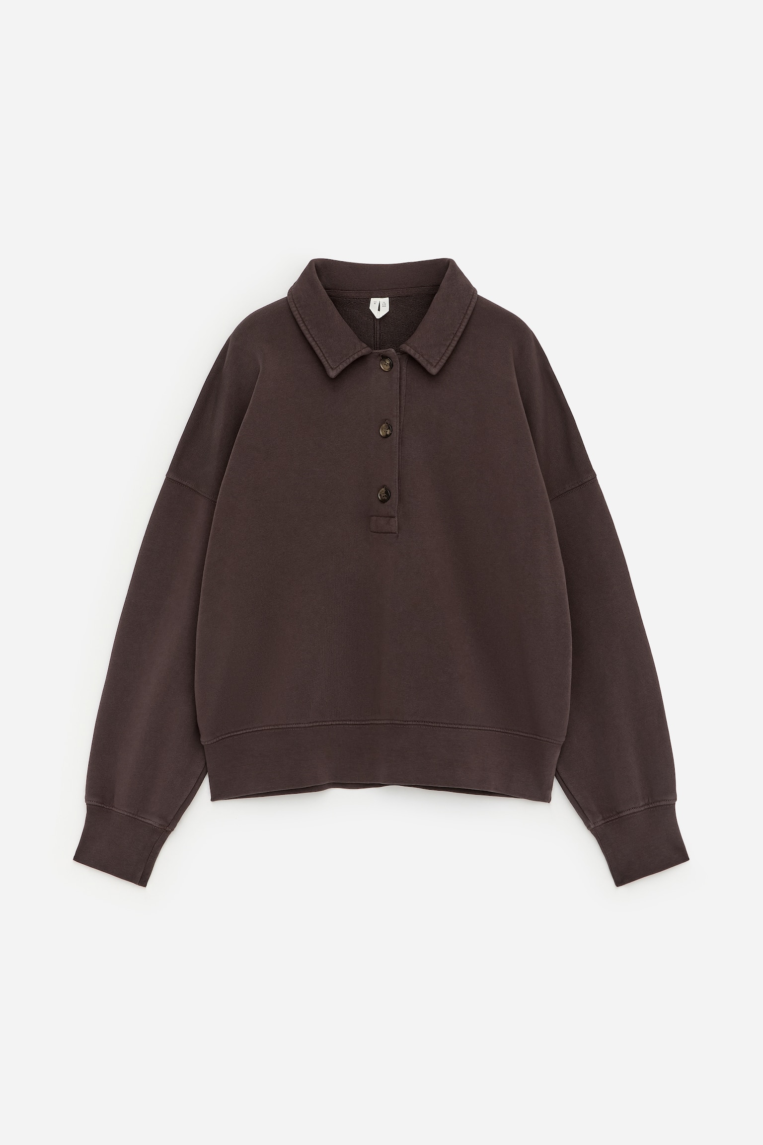 Sweat polo en tissu éponge - Marron foncé/Blanc cassé/Bleu ciel - 2