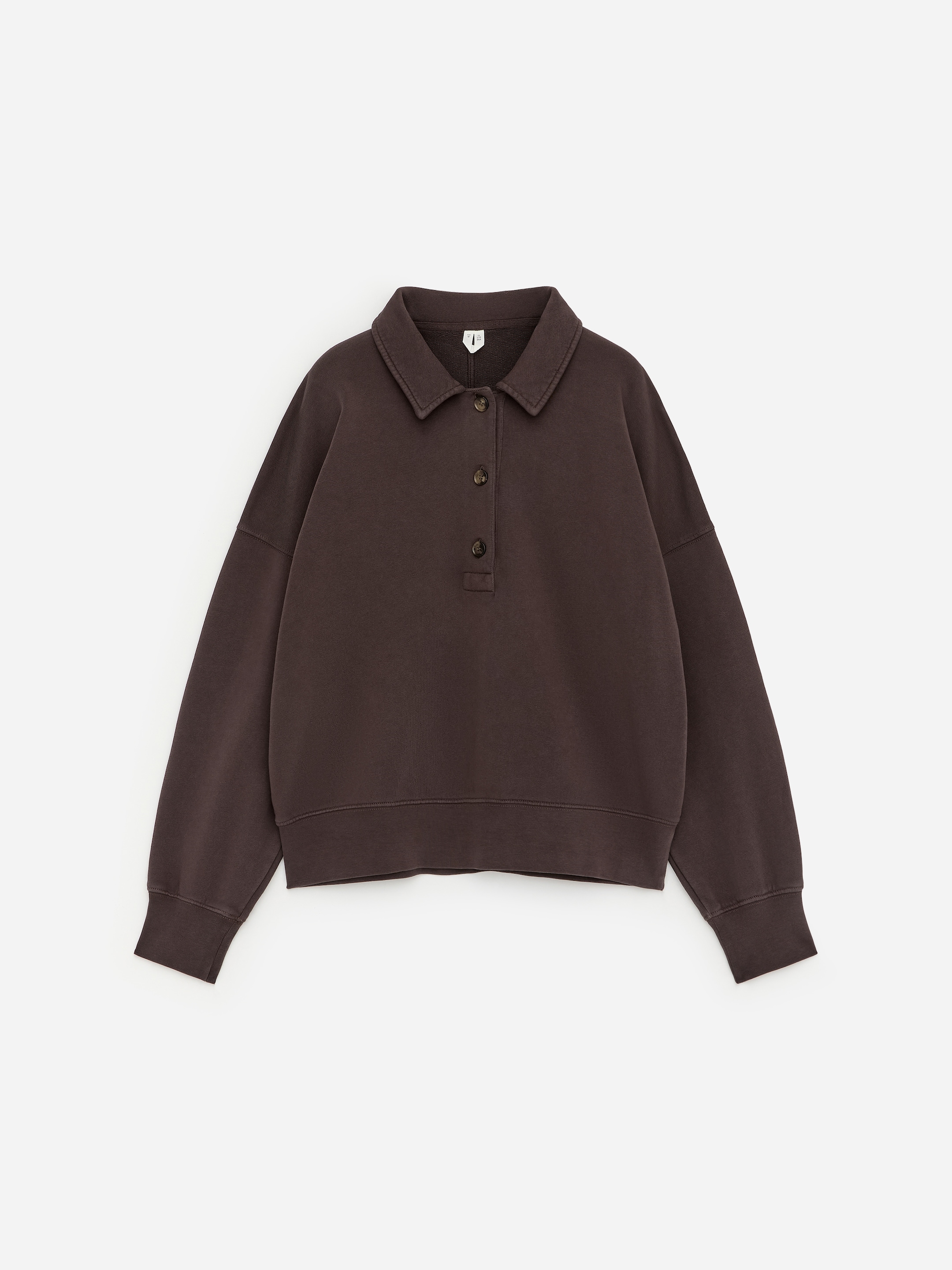 Sweatshirt aus French Terry mit Polokragen - Dunkelbraun - Regular Fit - Women - StillMedia/DescriptiveStillLife - 1