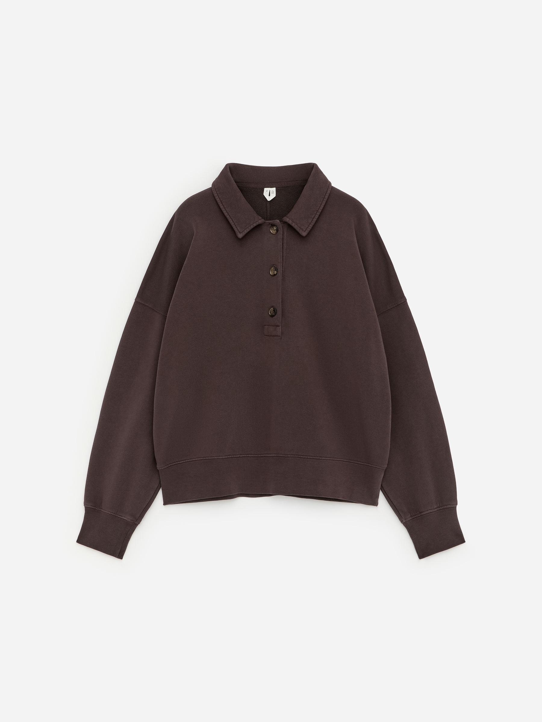 French Terry Polo Sweatshirt-#3C3533-18609