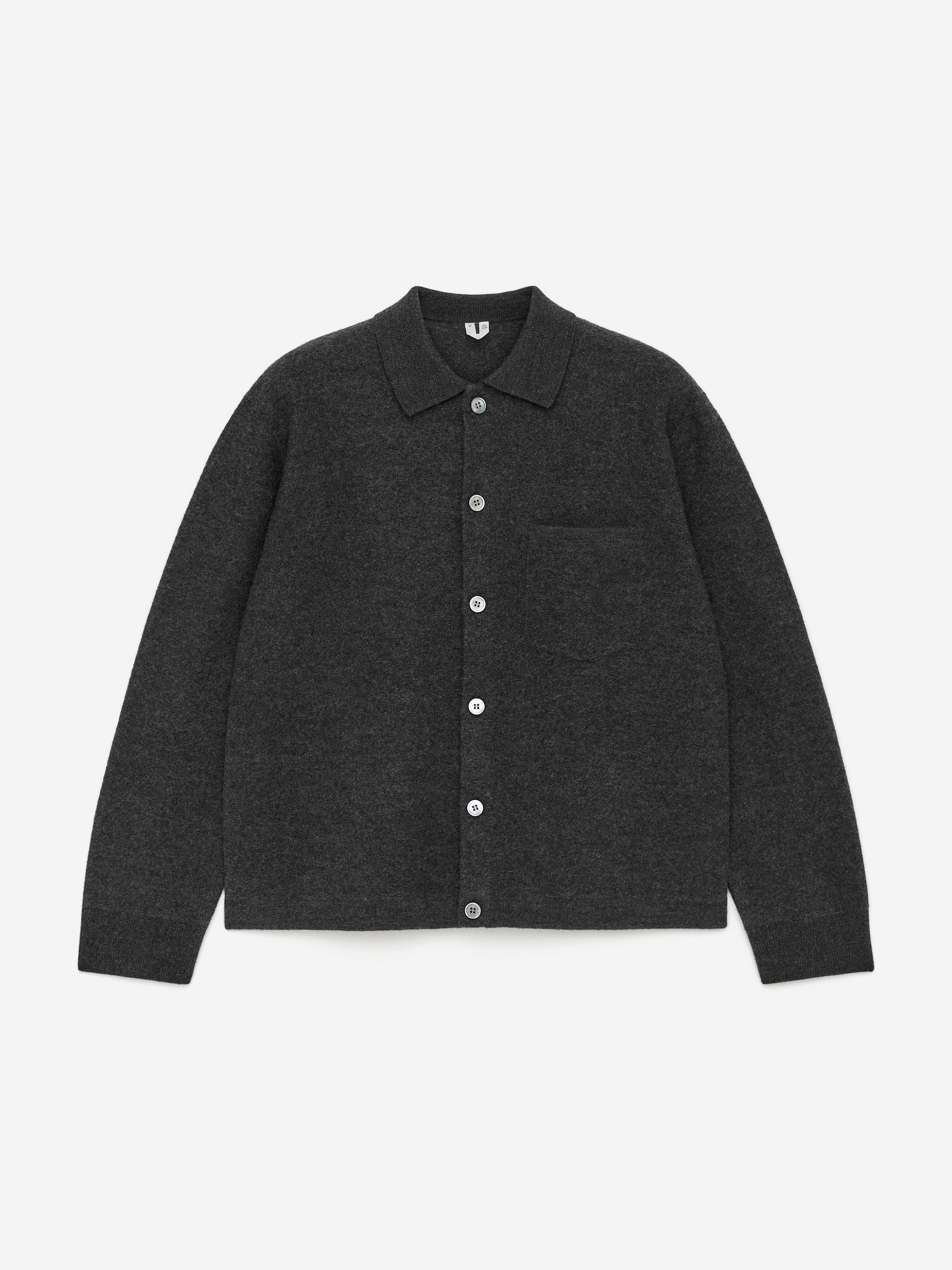 Boiled Wool Cardigan-Grey-17106