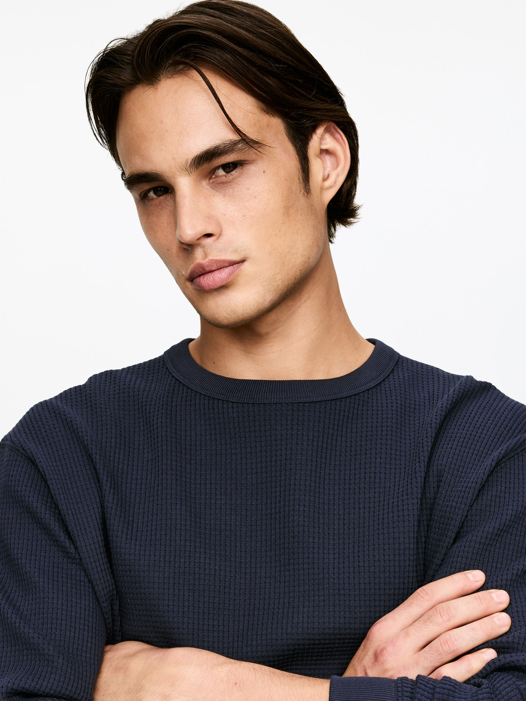 Langarmshirt mit Waffelstruktur - Dunkelblau - Regular Fit - Men - StillMedia/Lookbook - 3