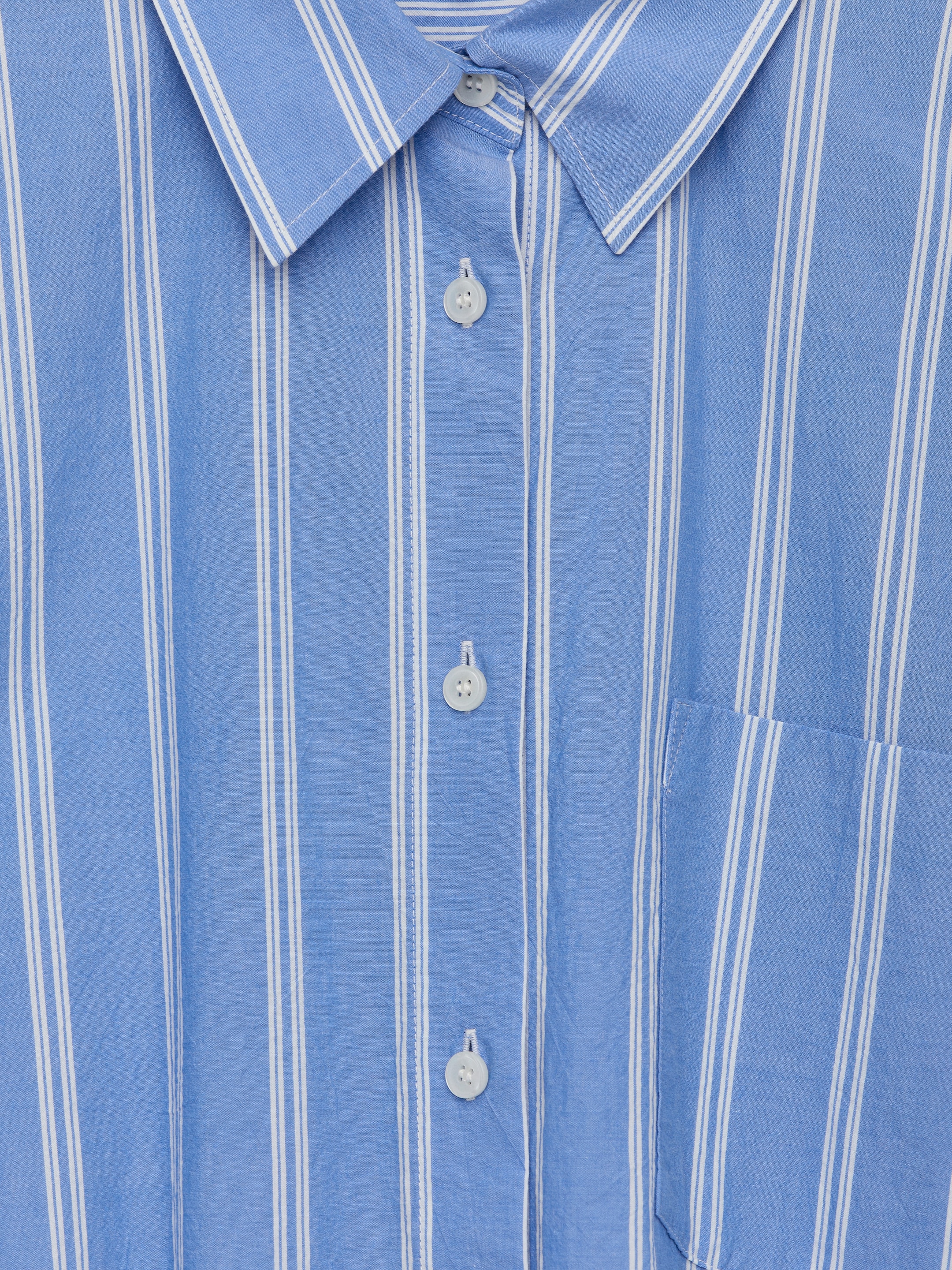 Cotton Shirt Dress - Blue/White - Loose fit - Women - StillMedia/DescriptiveDetail - 1