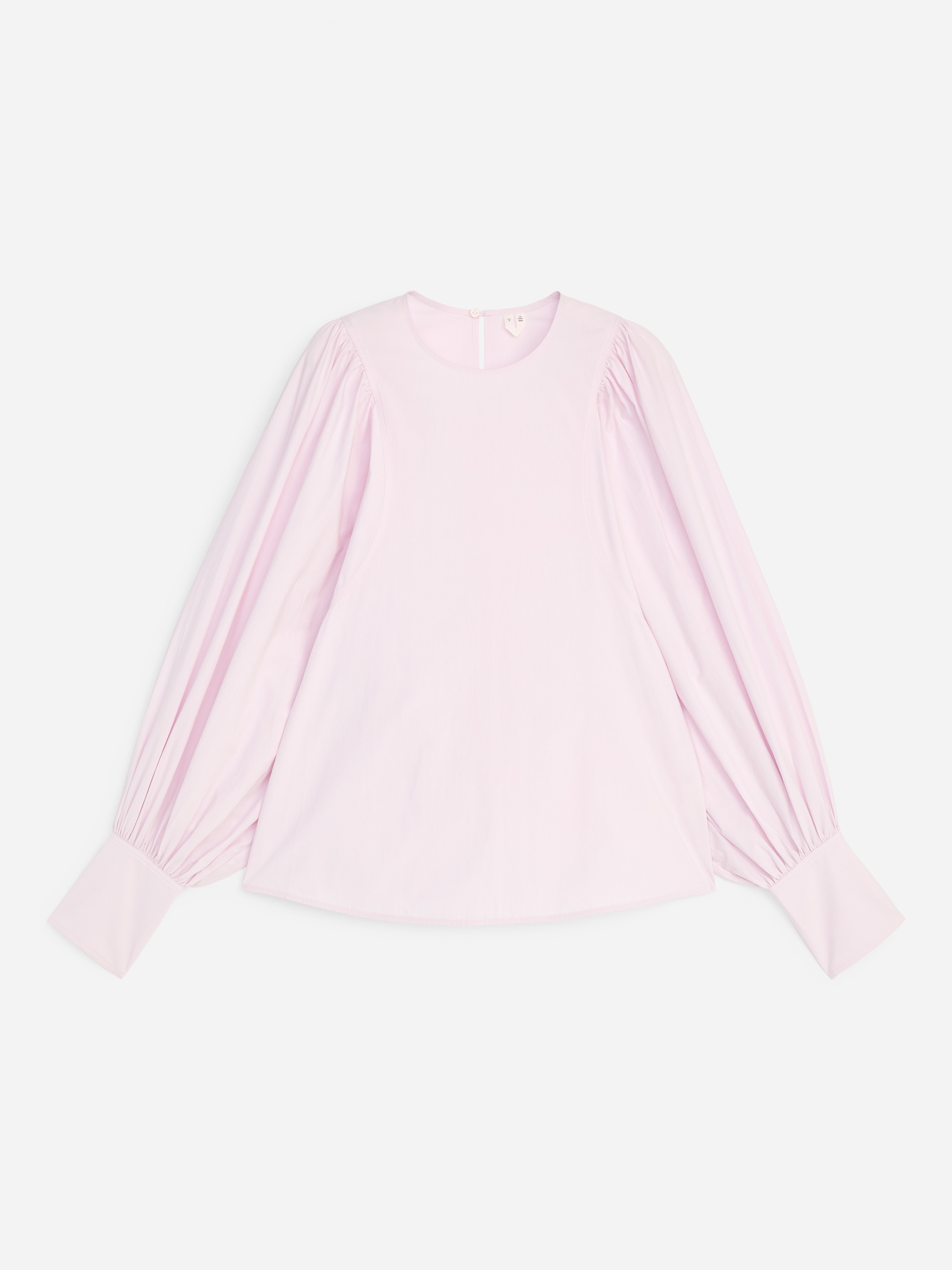 Blusa de algodão com mangas volumosas - Cor-de-rosa/Branco