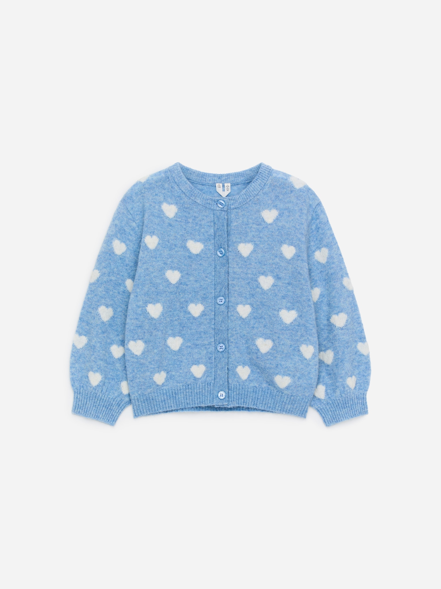 Wool-Alpaca Blend Cardigan - Blue/White Hearts/Pink/Pink/Red Hearts