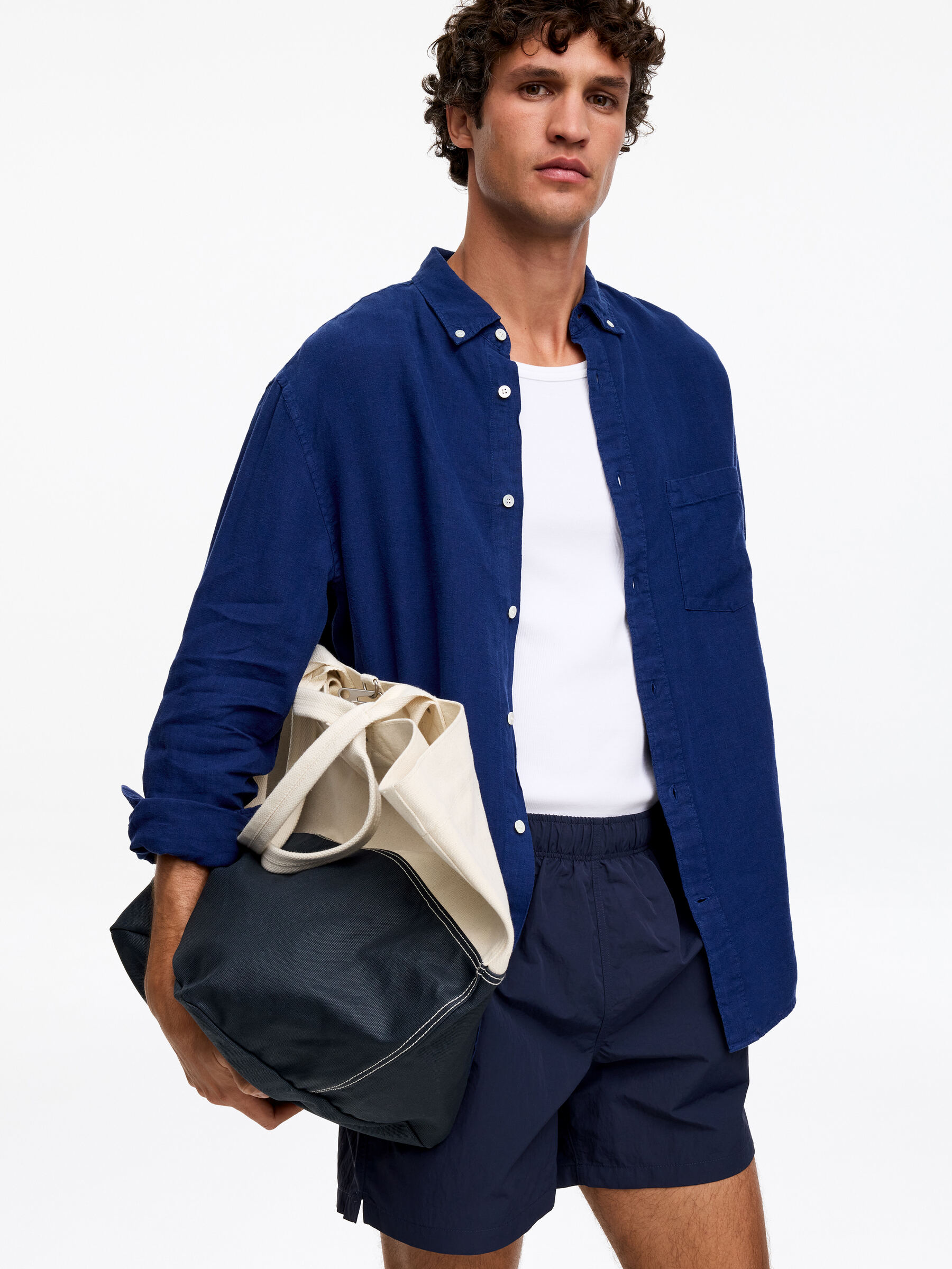 Waxed Canvas Tote - Off White/Blue - Men - StillMedia/Lookbook - 6