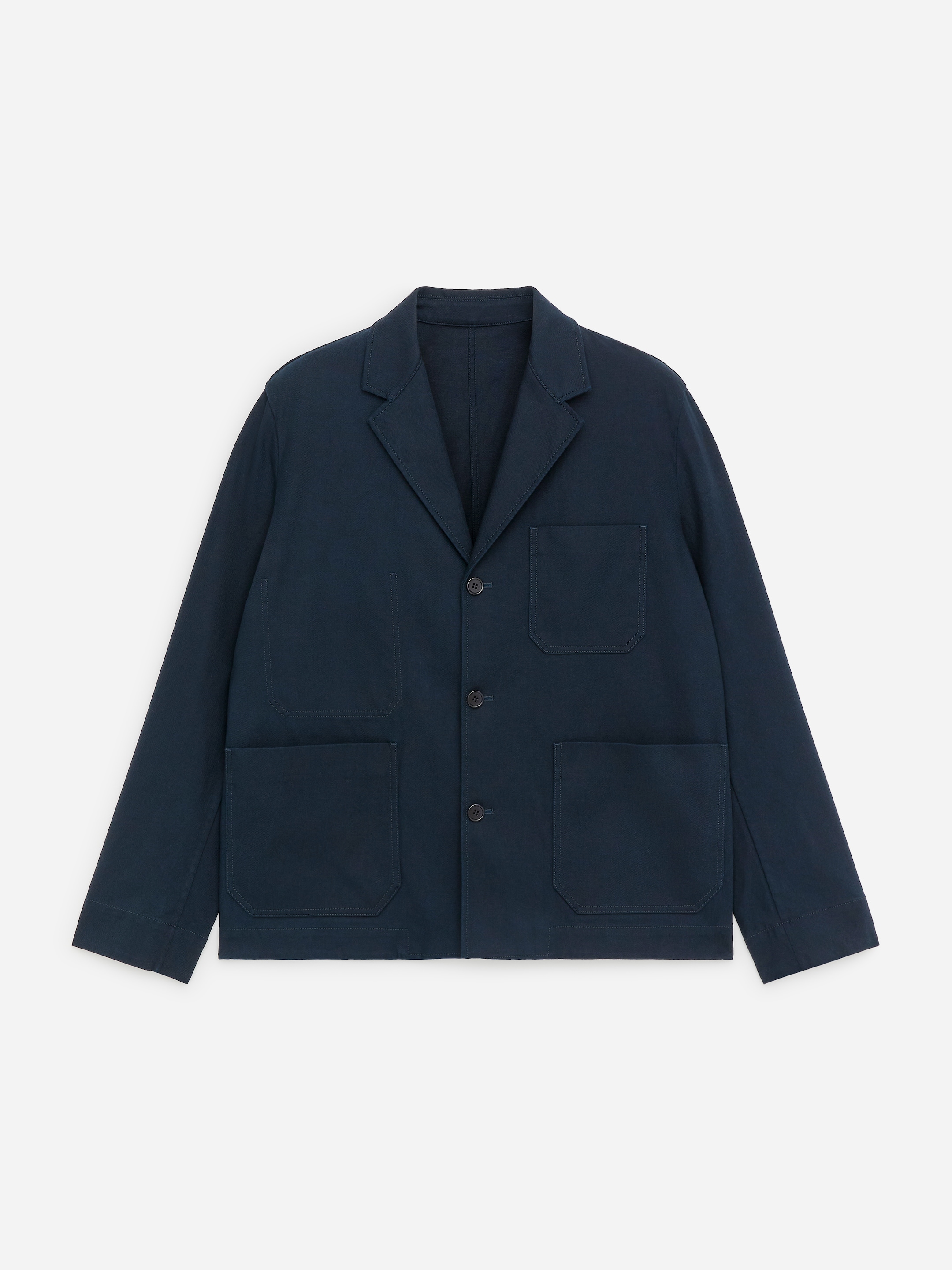 Lässiger Blazer aus Baumwolle und Leinen-Blau-18943