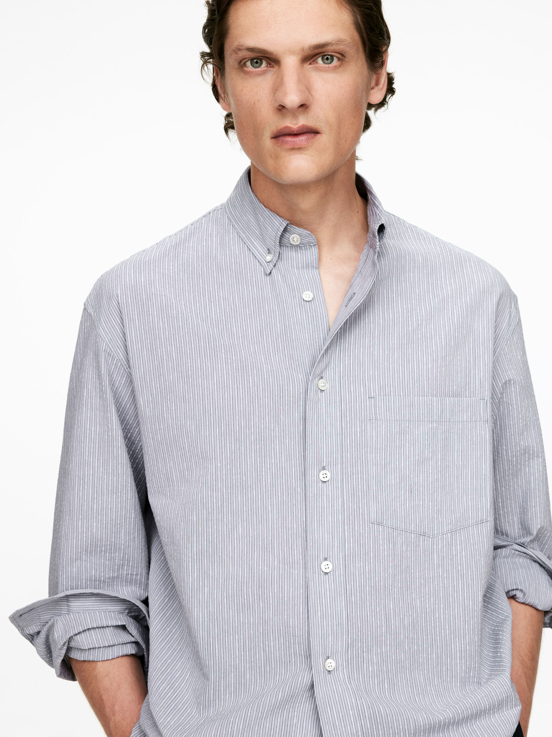 Relaxed Seersucker Shirt - Grey - Men - StillMedia/Lookbook - 6
