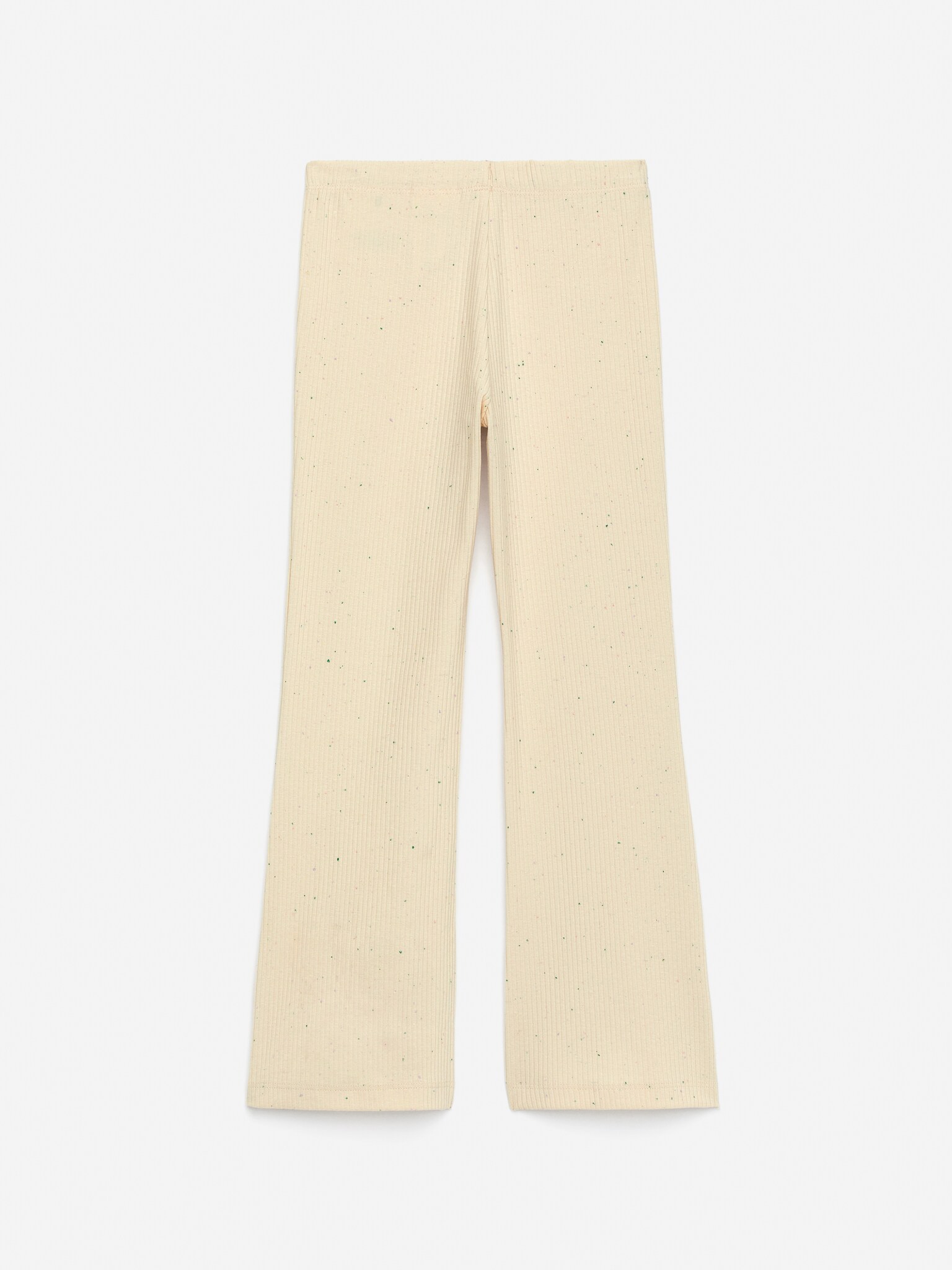 Flared Rib Leggings - Off White/Black/Grey Melange - 2