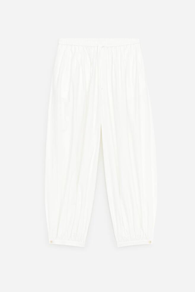 Pantalon bouffant en coton - Blanc/Vert kaki/Noir - 1