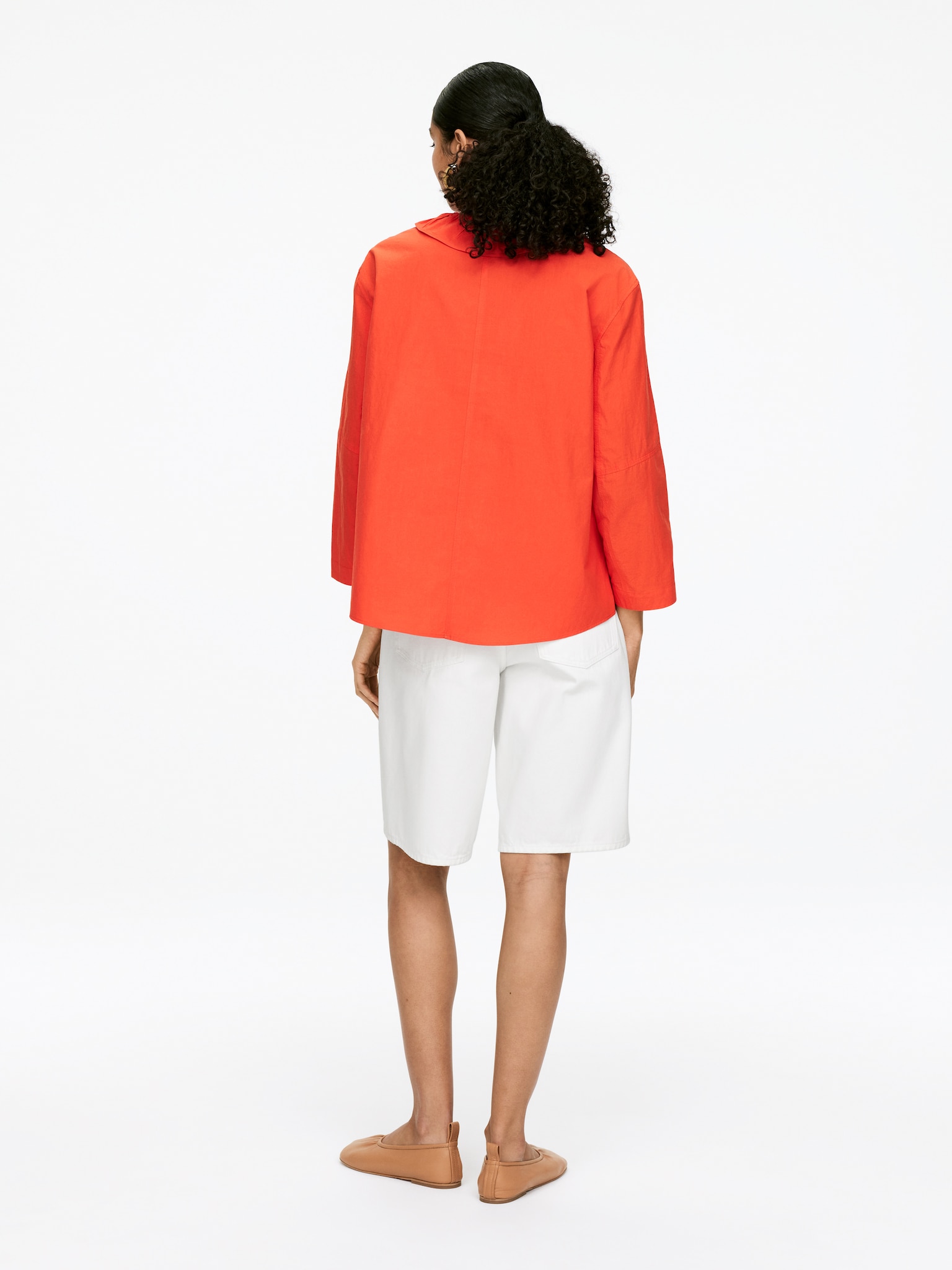 Chemisier à volants - Orange vif/Blanc - 5