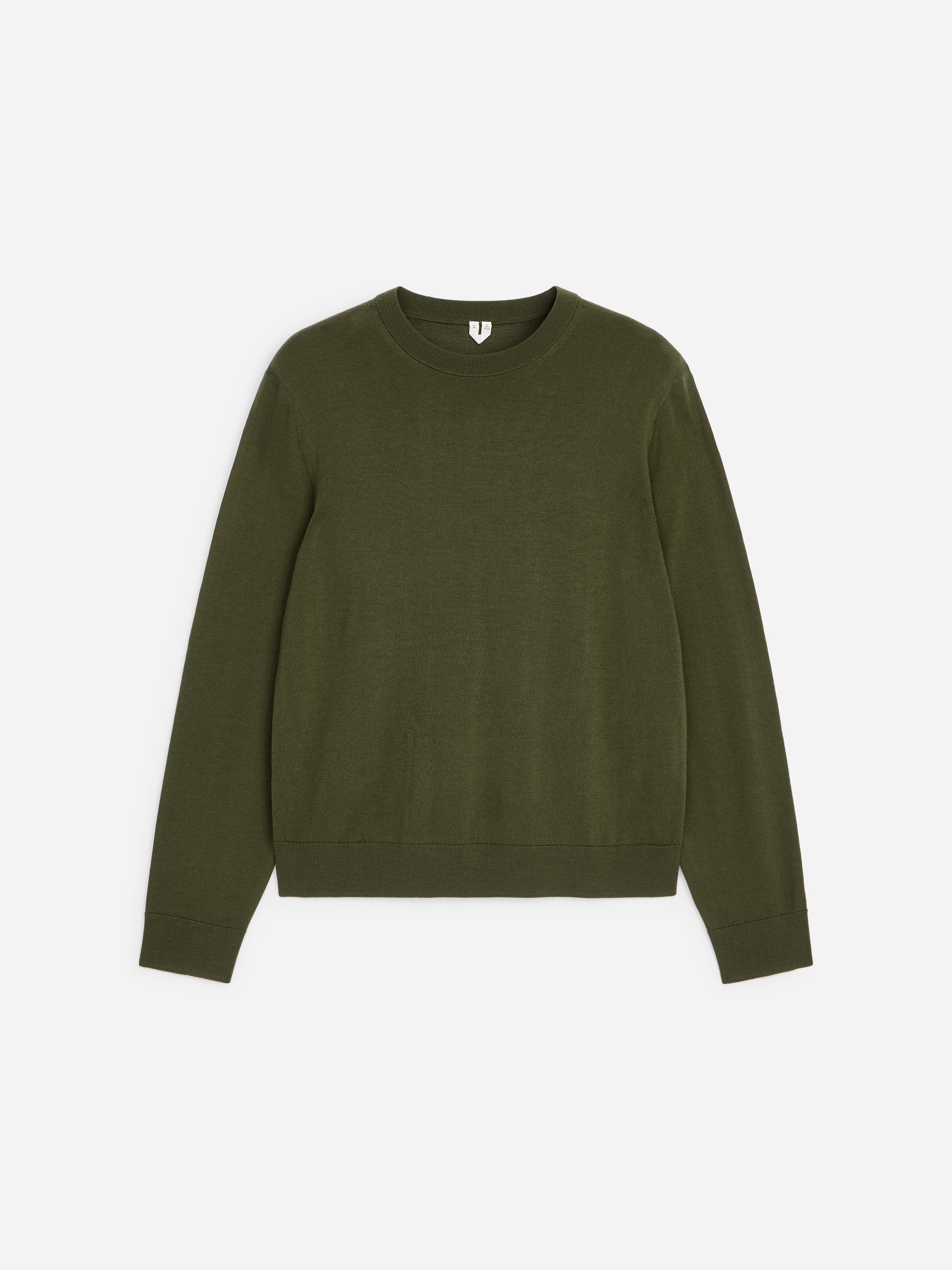 Jersey de punto fino en lana merino - Verde caqui oscuro/Azul oscuro