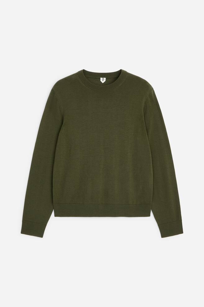 Jersey de punto fino en lana merino - Verde caqui oscuro/Negro/Azul oscuro/Verde oscuro - 1