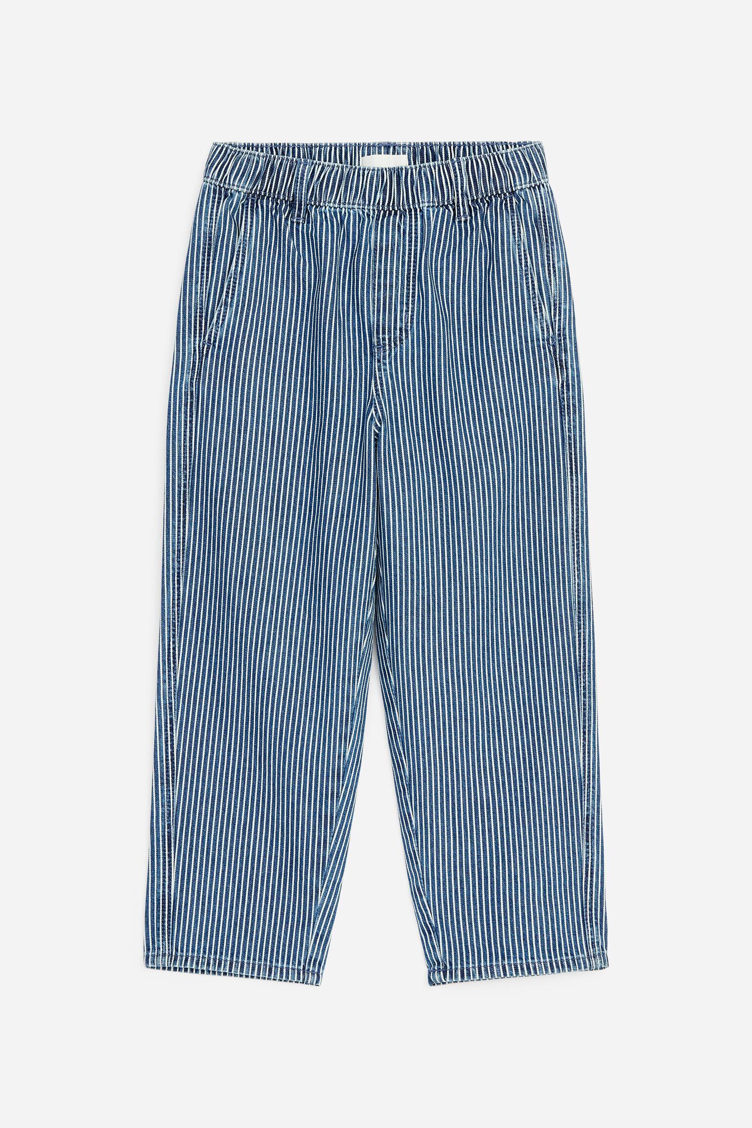 Baggy jeans met hickory-strepen - Blauw/wit