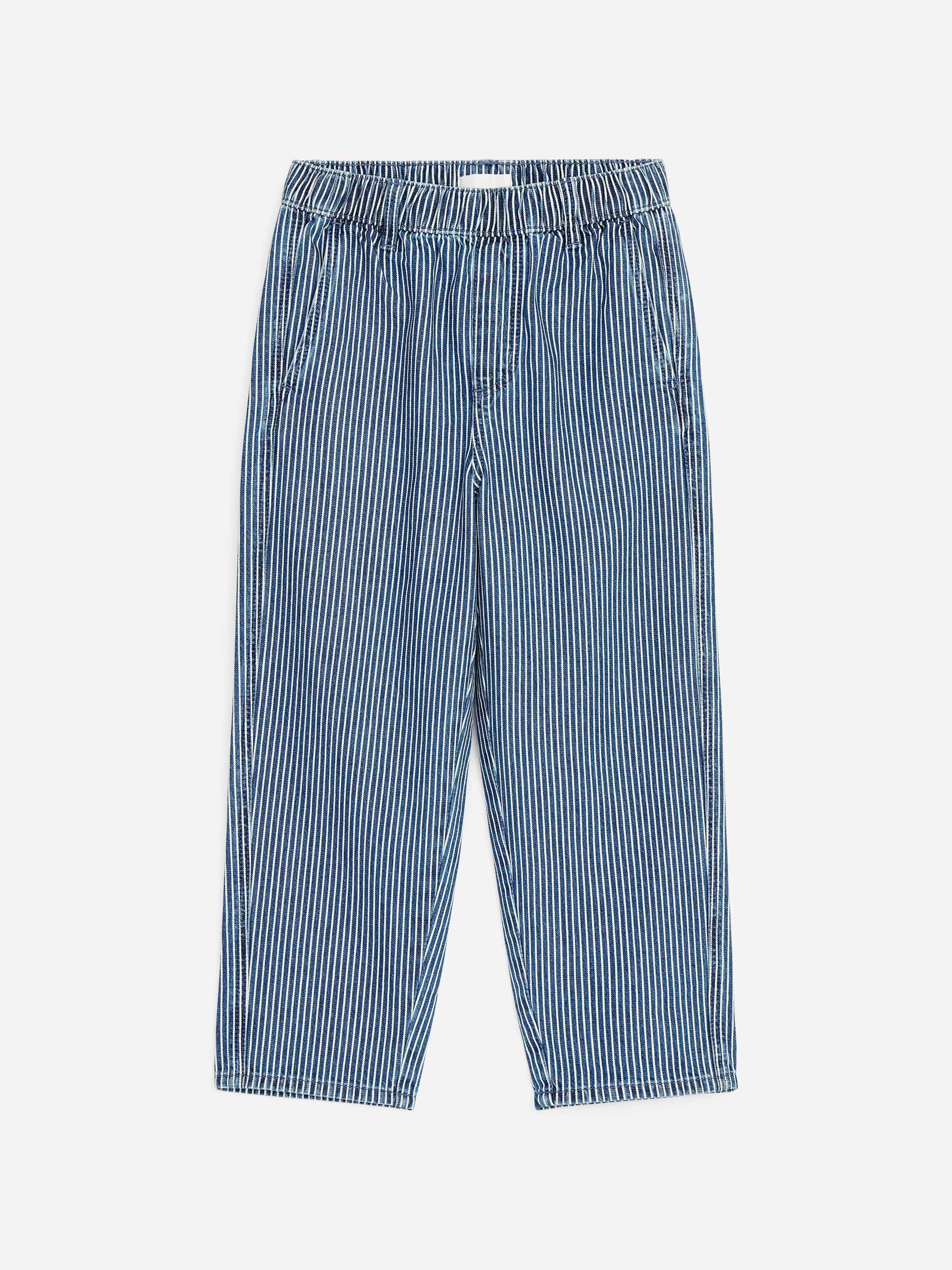 Baggy Hickory Striped Jeans-White-19924