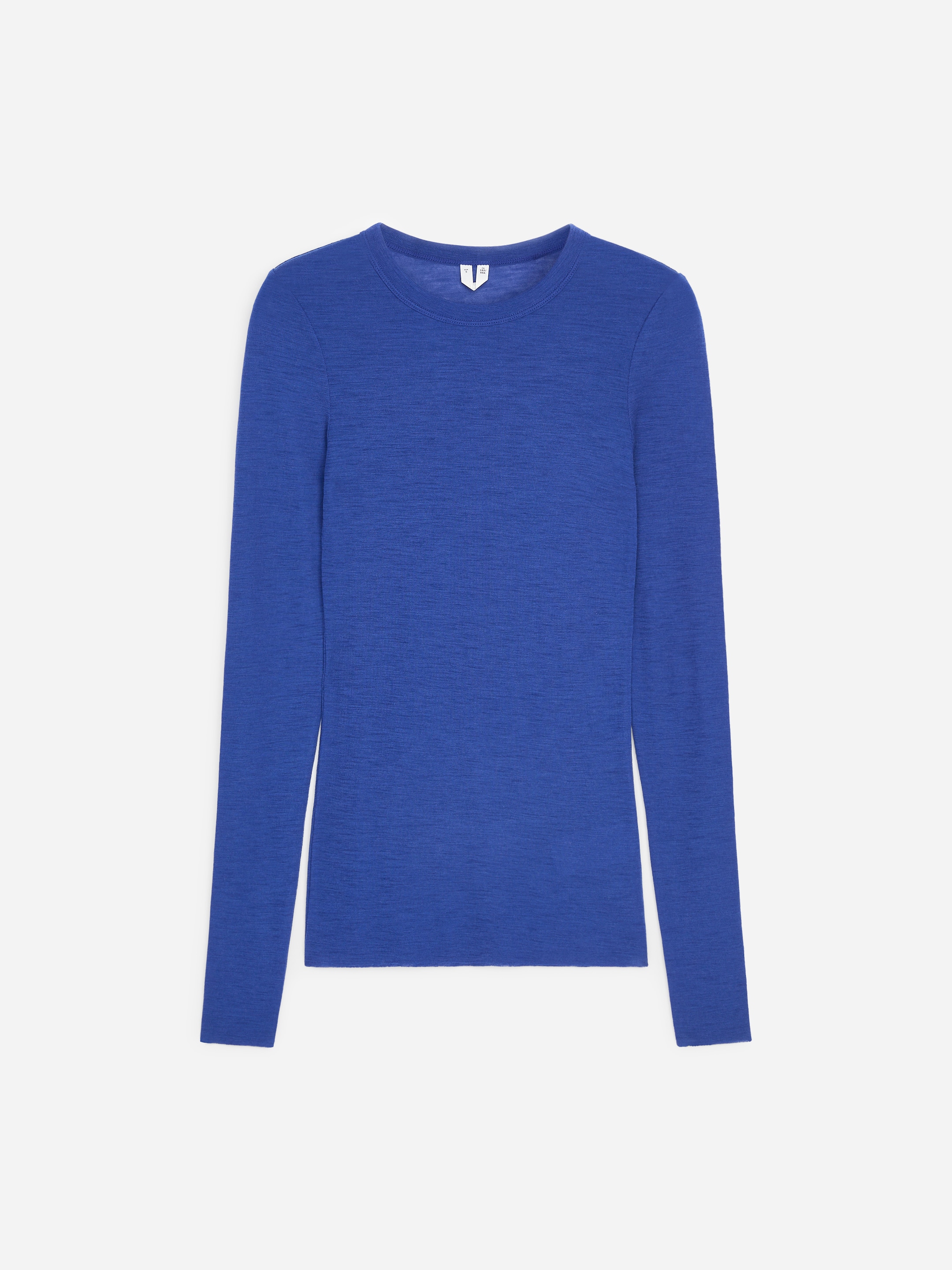 Top à manches longues en laine mérinos - Bleu vif - Slim fit - women - StillMedia/DescriptiveStillLife - 1