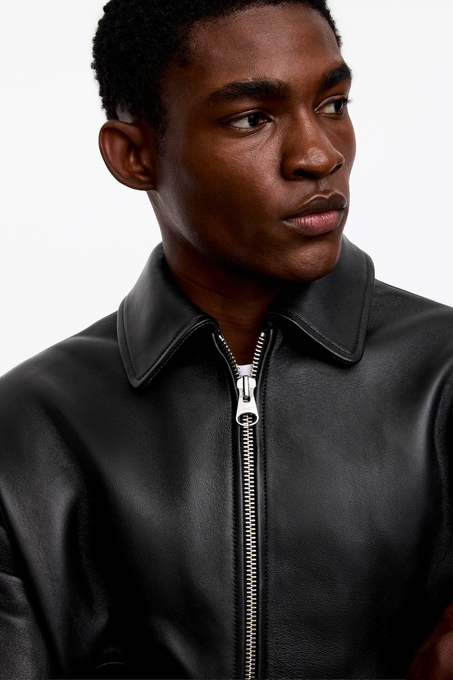 Kožená bunda - Čierna - 7