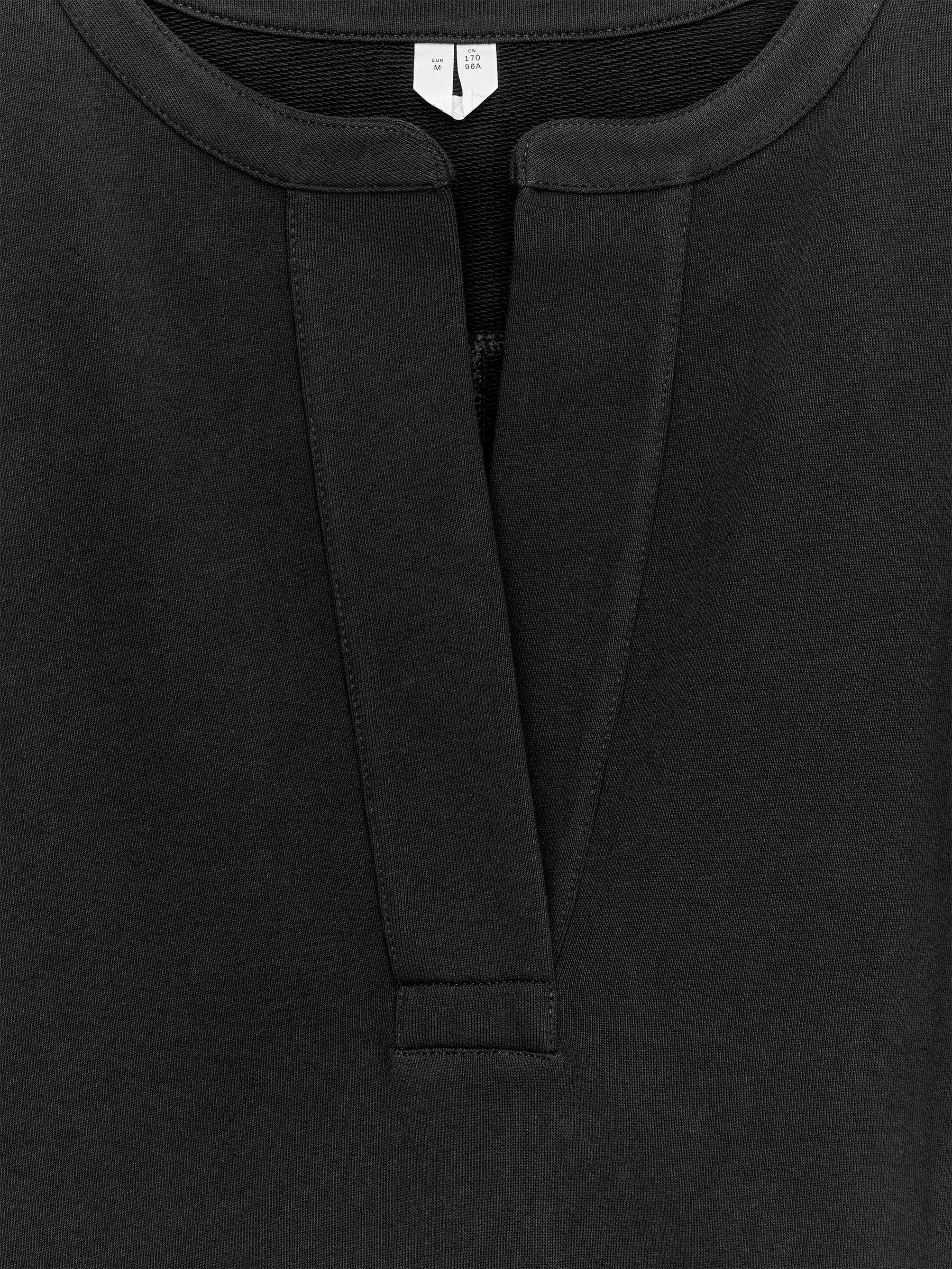 Open-Placket Sweatshirt - Black - Relaxed fit - Women - StillMedia/DescriptiveDetail - 2