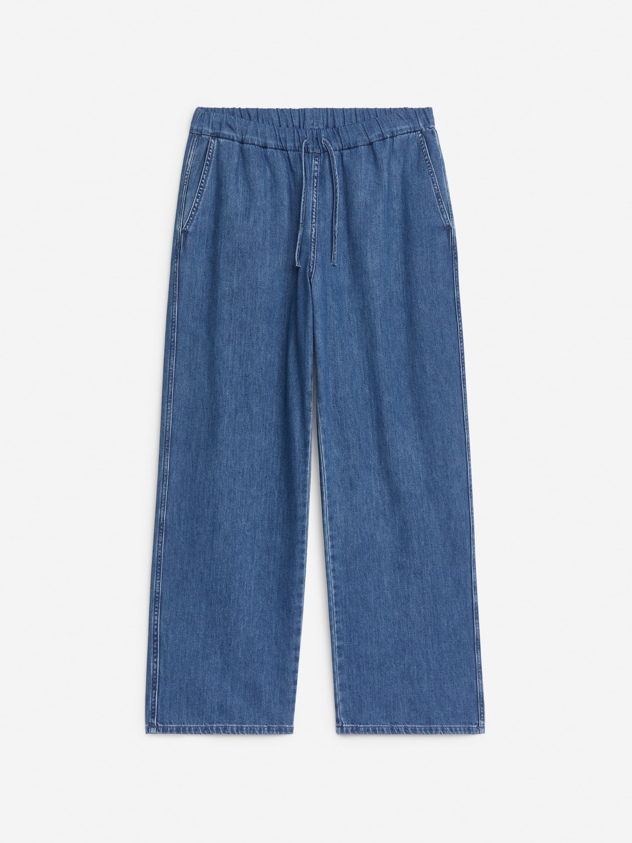 Visa större bild: Denimbyxa med dragsko - Tvättad blå - DAM | H&M SE 1