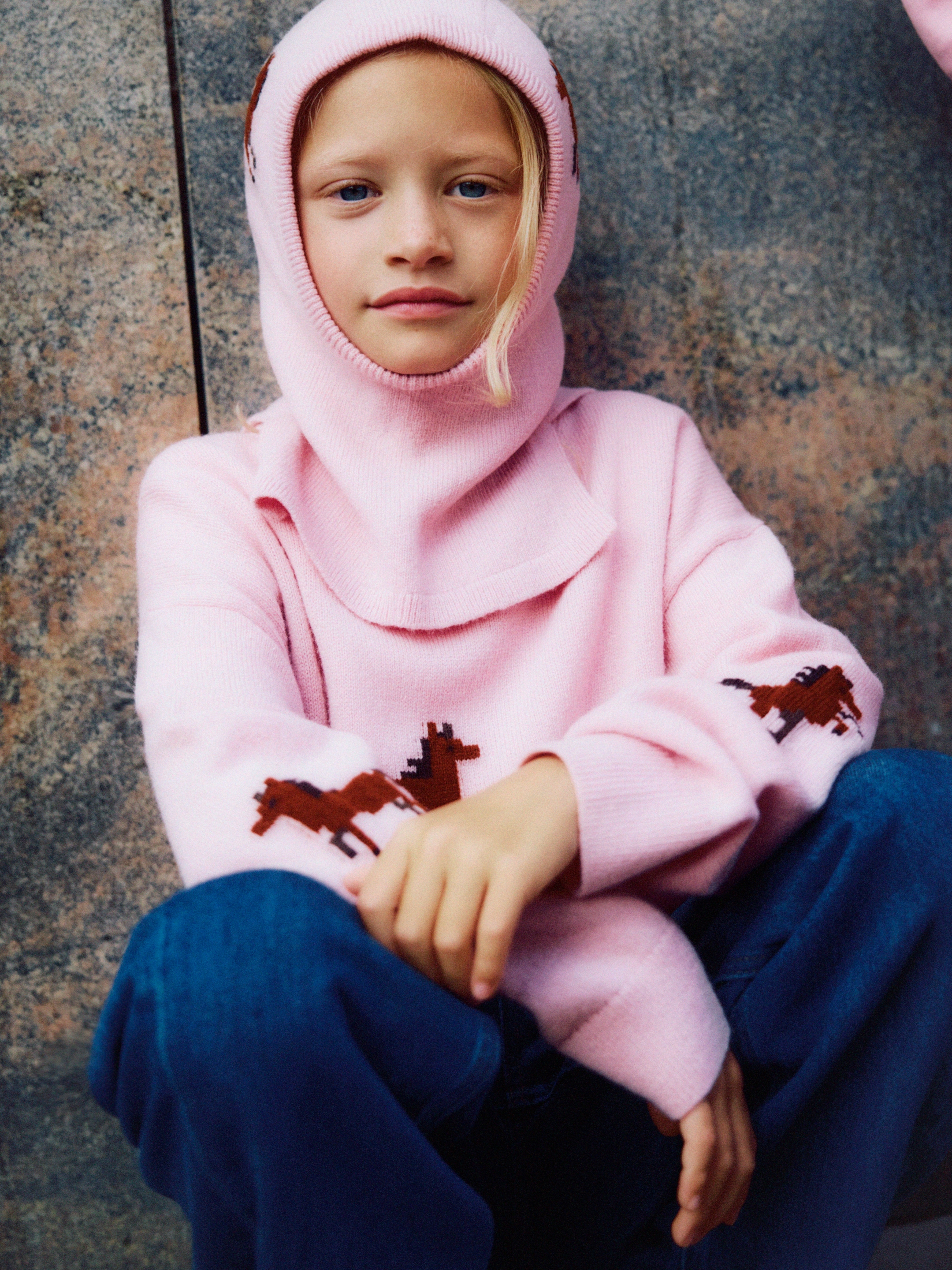 Intarsia-Knit Wool Jumper - Pink/Horses - Relaxed fit - children - StillMedia/Environmental - 1