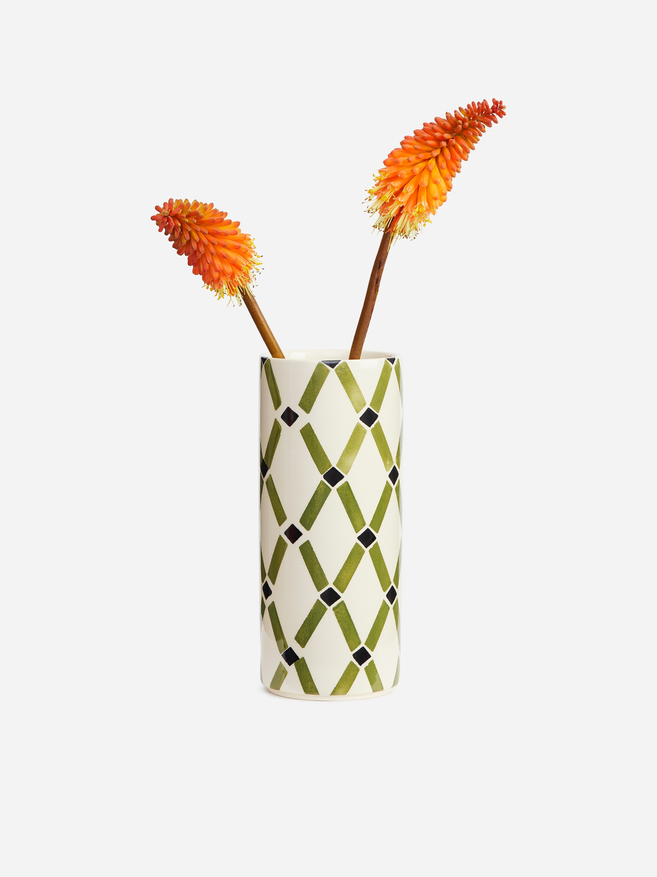 Vas i stengods, 23 cm - Grön/vit - homeware - StillMedia/DescriptiveStillLife - 2