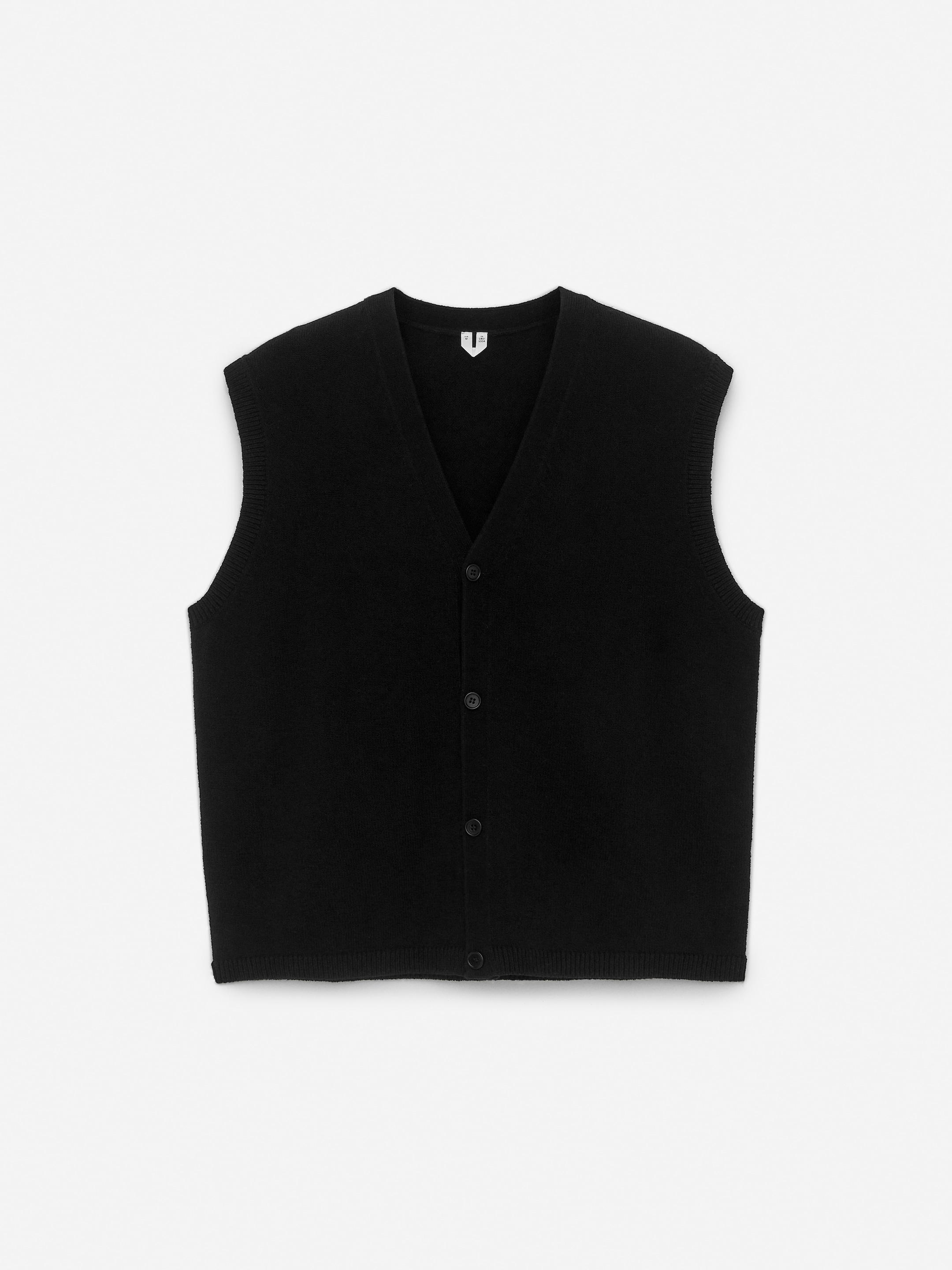 Slipover i ull- och bomullsblandning med knäppning - Svart - Regular fit - Men - StillMedia/DescriptiveStillLife - 2