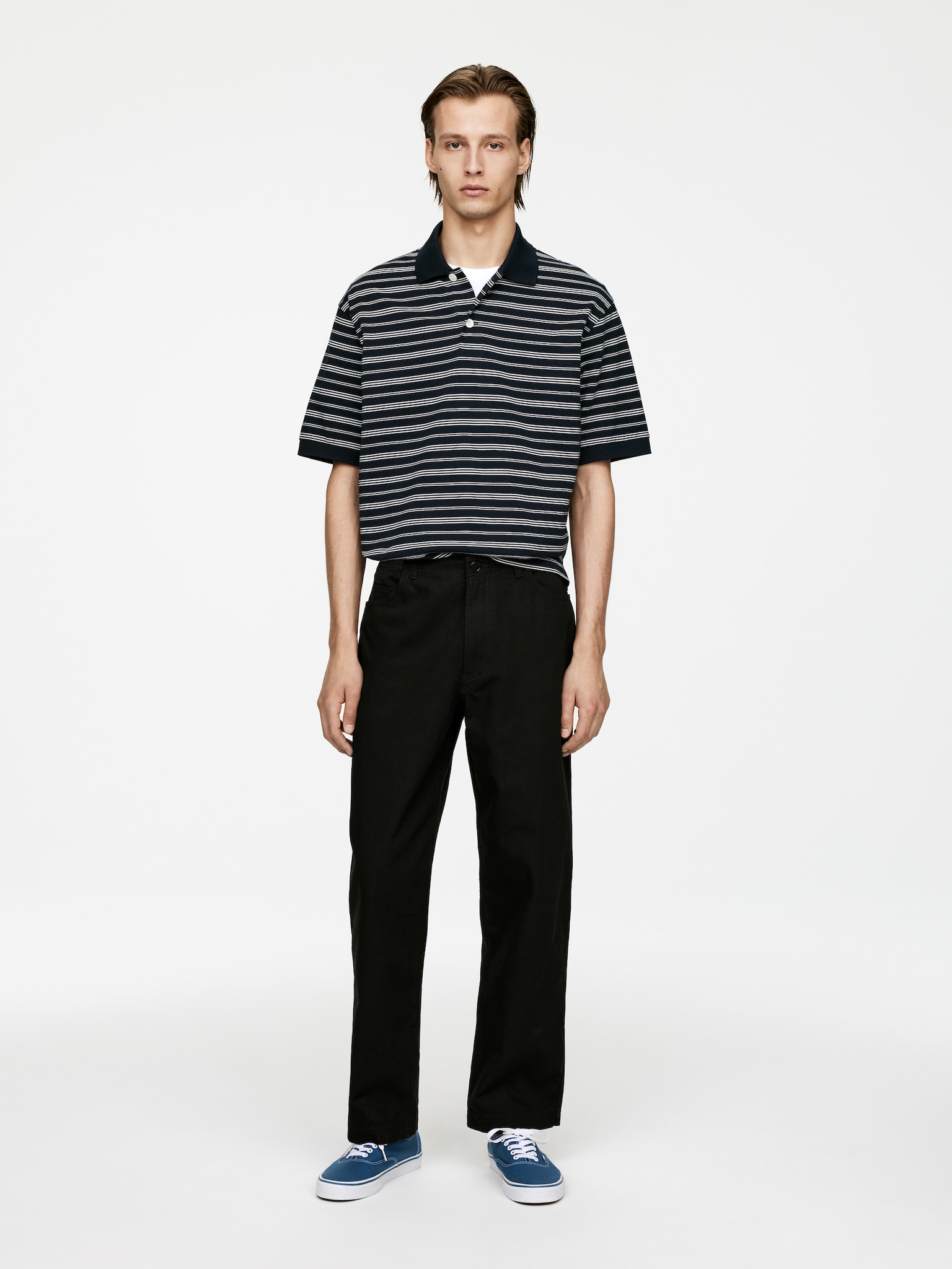 Chino din bumbac drept - Negru/Gri