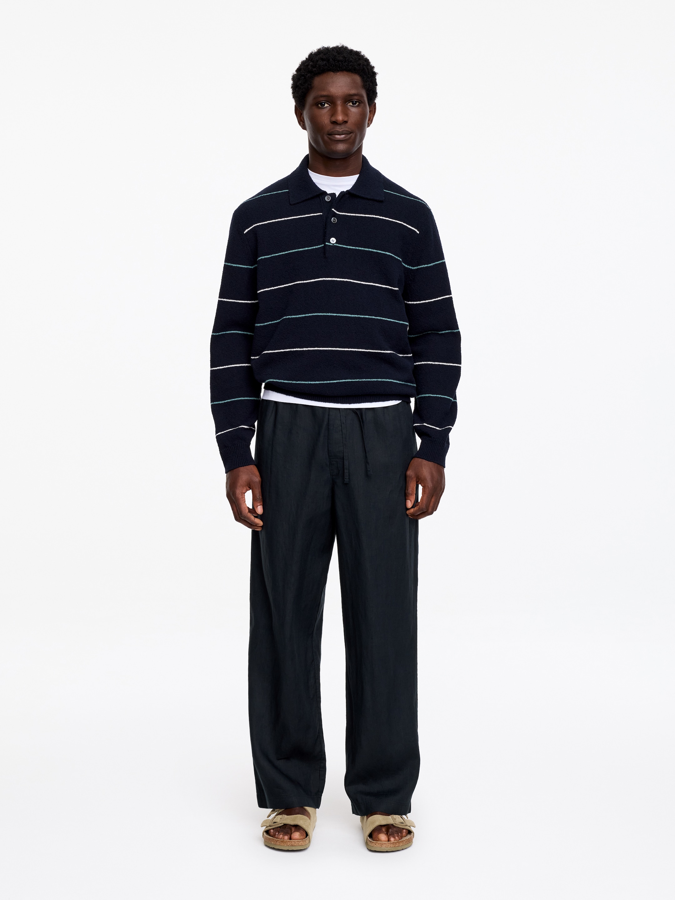 Relaxed Linen Trousers-#37383D-18955