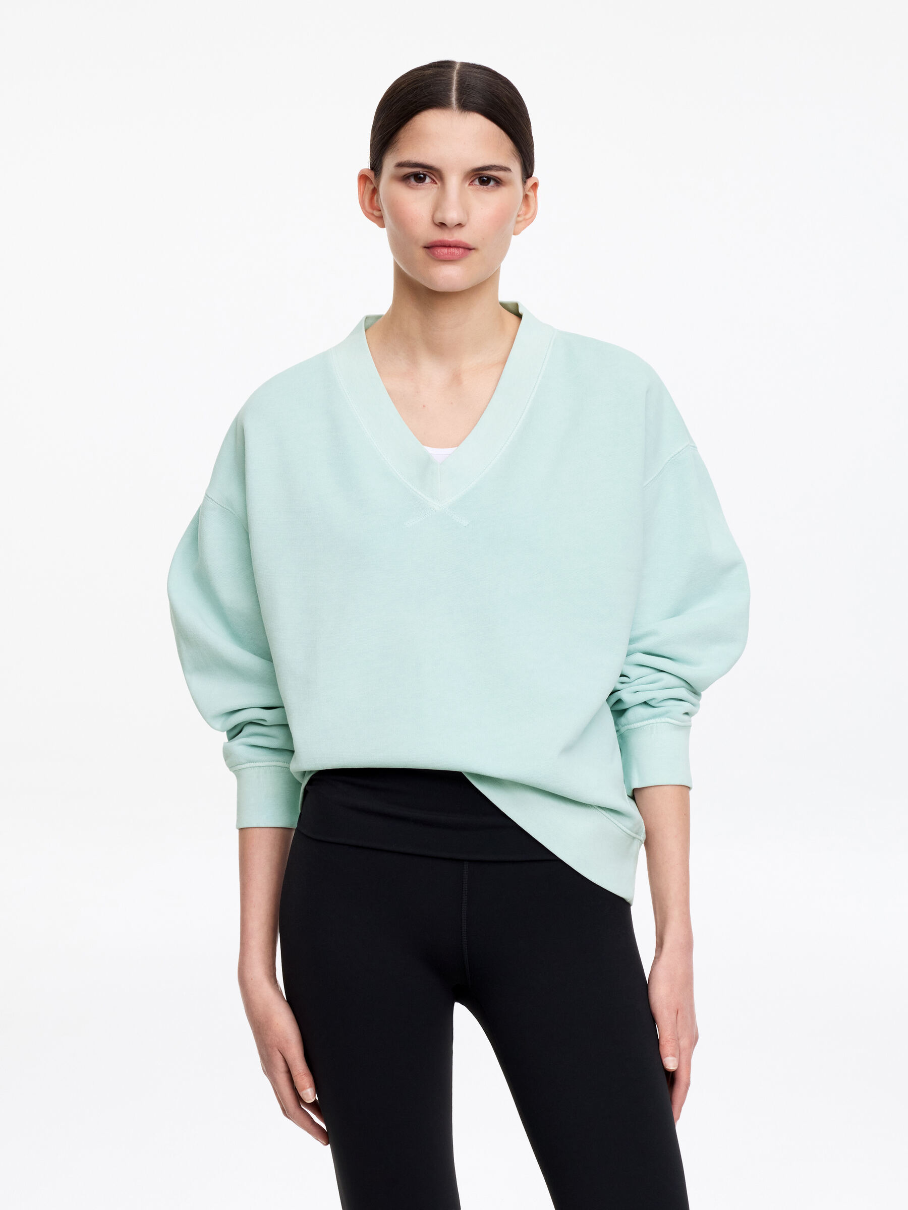 Sweatshirt mit V-Ausschnitt-#C5D8DB-18631