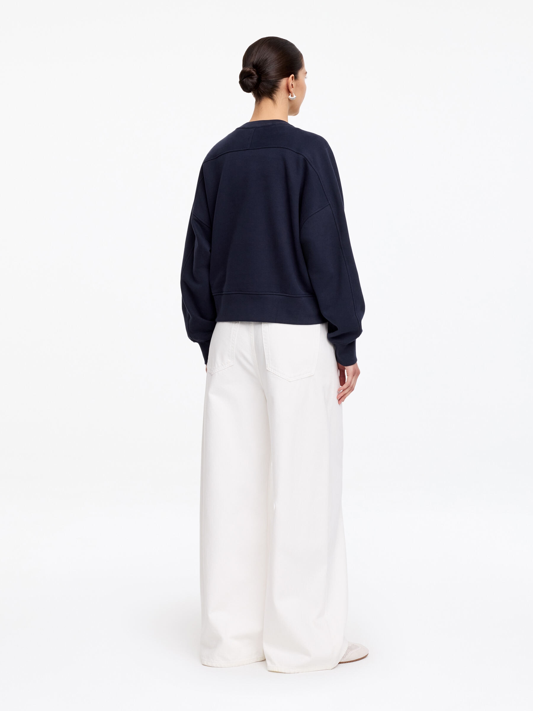 Terry Cotton Sweatshirt - Navy - Relaxed fit - Women - StillMedia/Lookbook - 4
