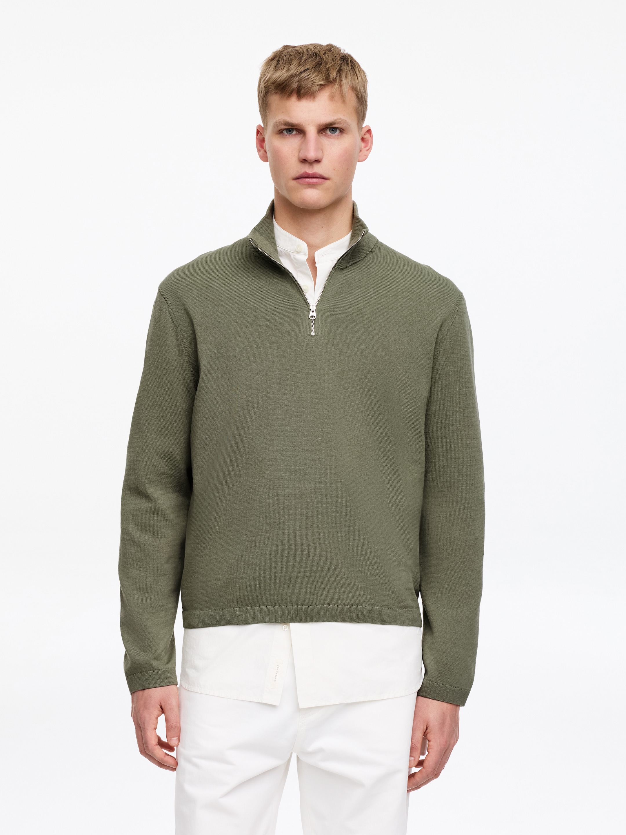 Strickpullover mit kurzem Reißverschluss - Khaki - Regular Fit - Herren - StillMedia/Lookbook - 4