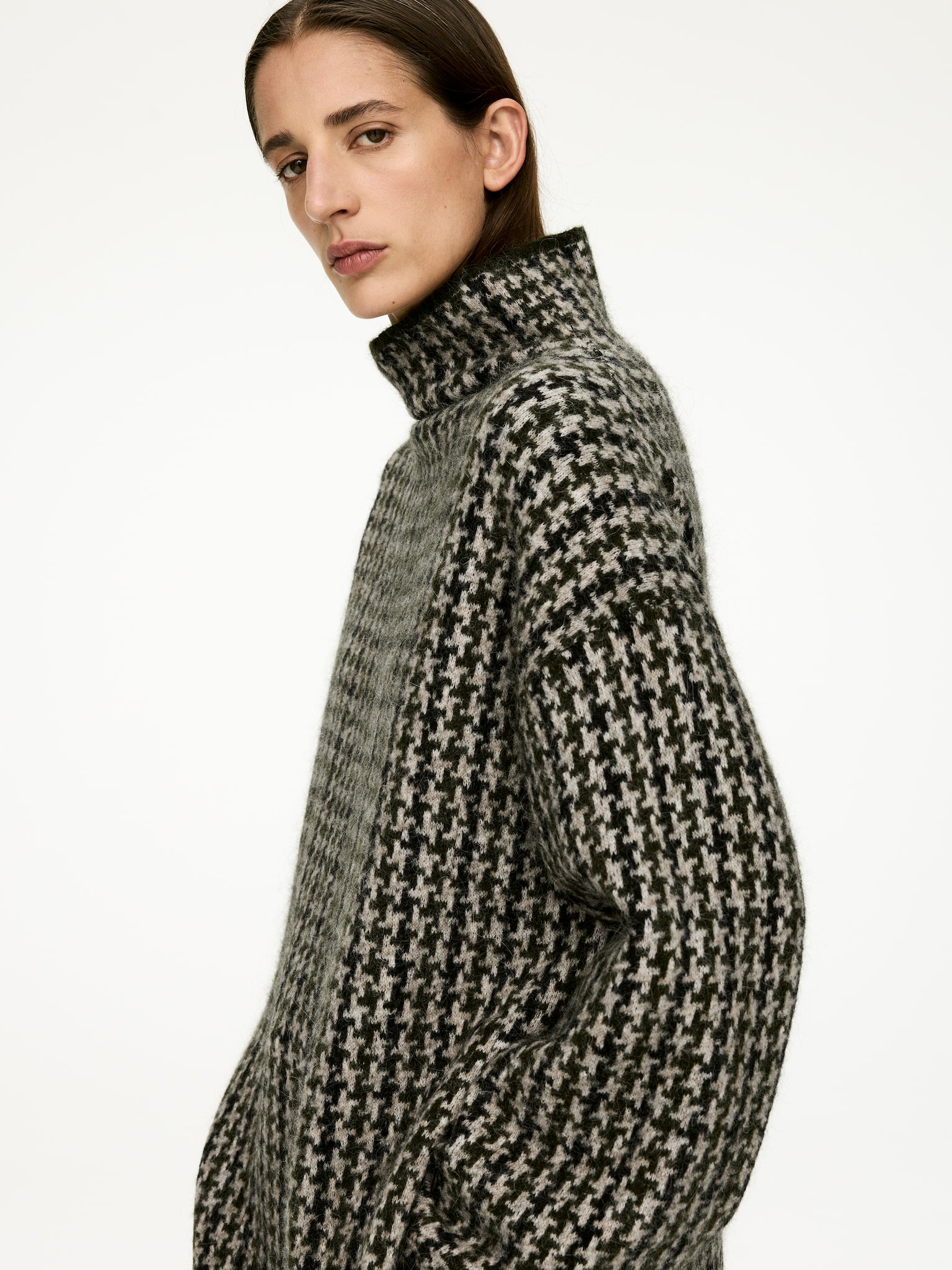 Jacquard-Knit Jumper - Beige/Houndstooth - 3