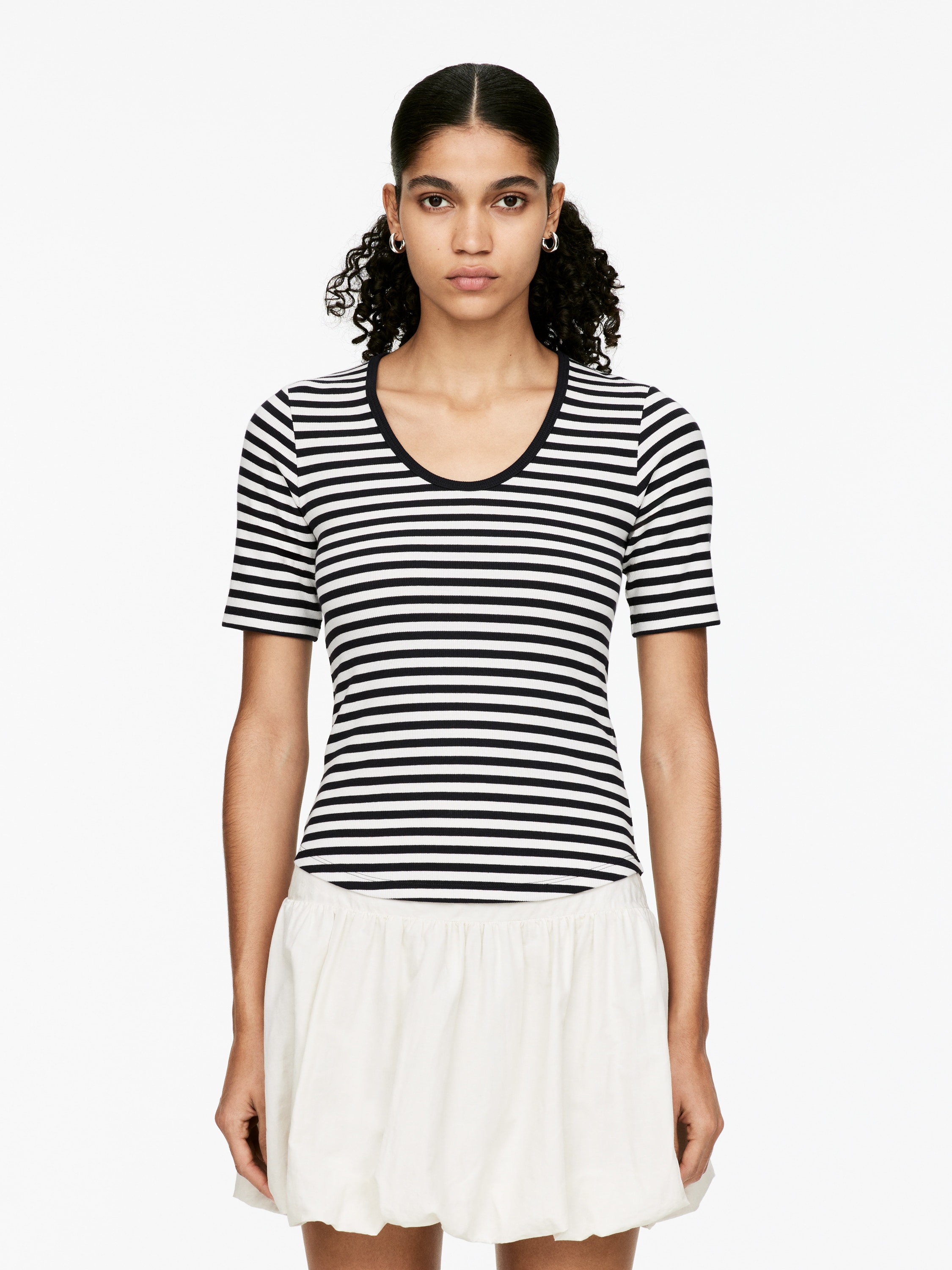 Bordázott póló - Sötétkék/Fehér/Fekete/Fehér