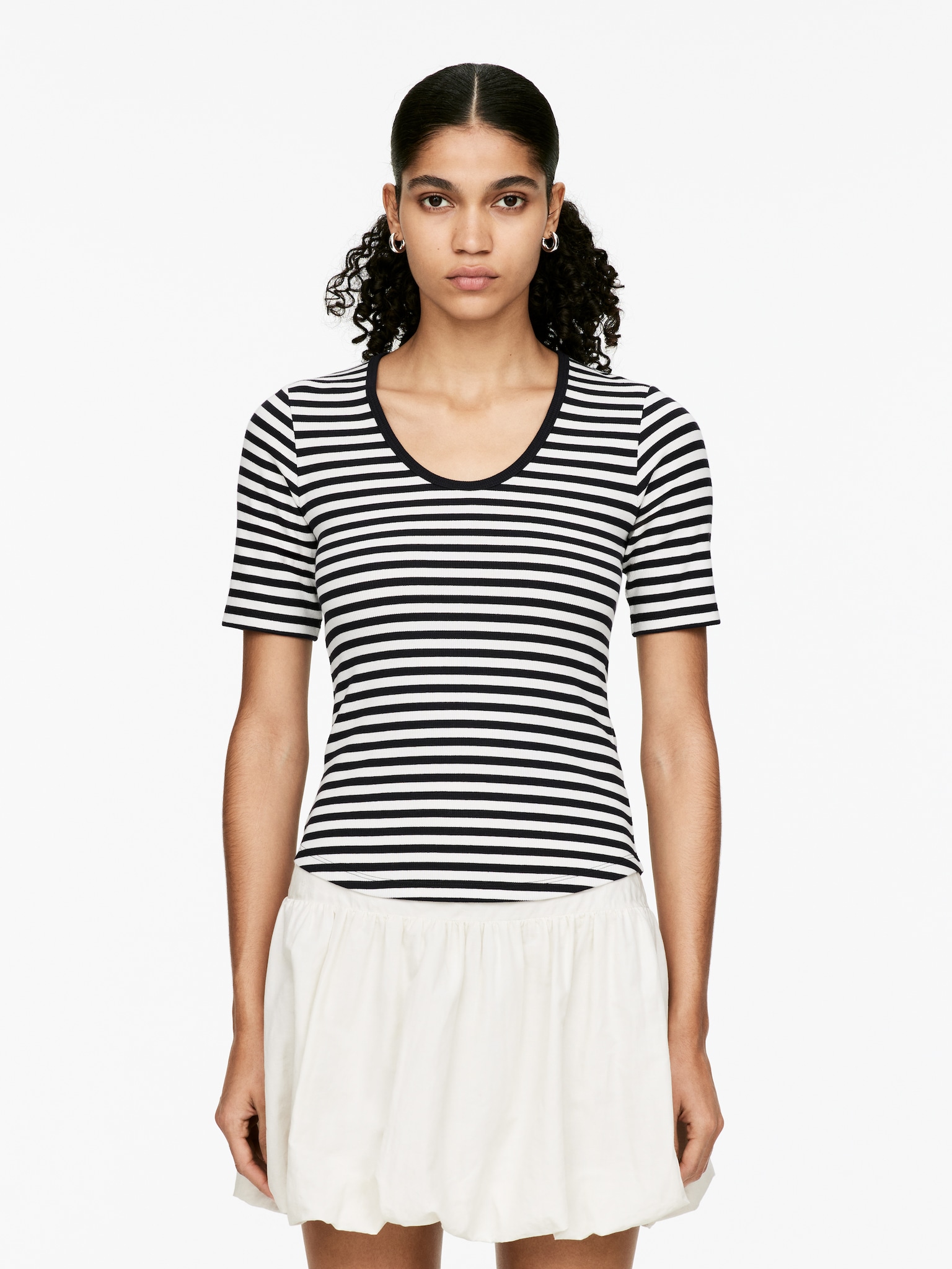 T-shirt a coste - Blu scuro/Bianco/Nero/Bianco