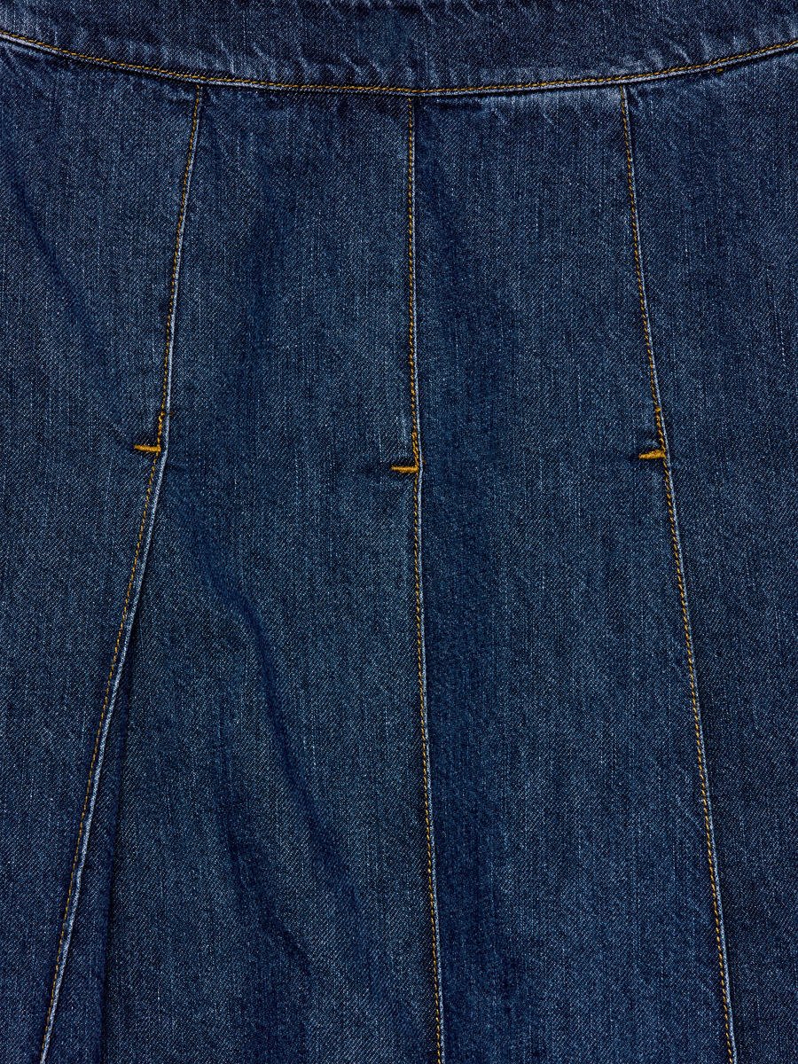 Women's Panelled Blue Denim Flared Skirt