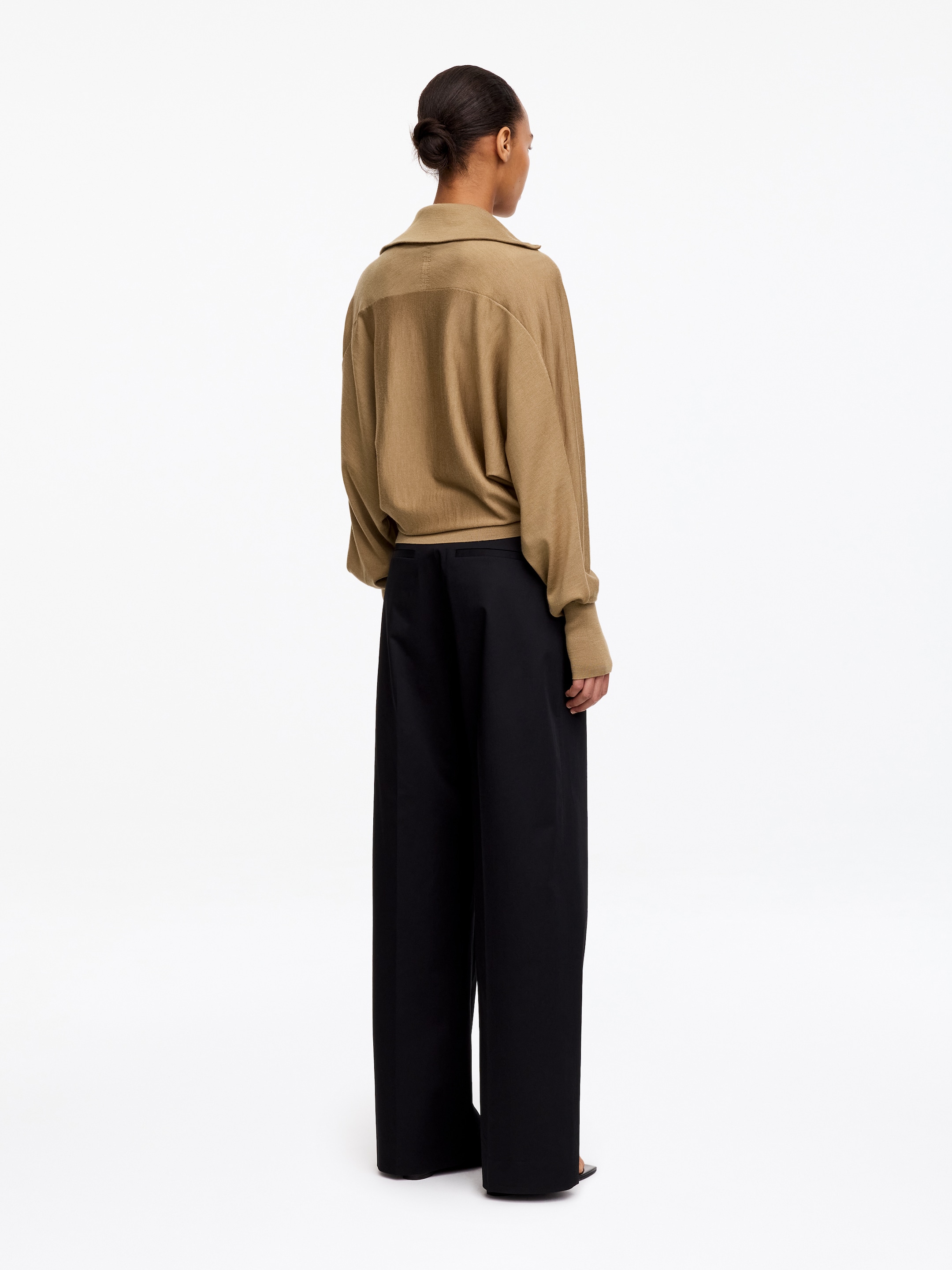 Merino Wool Half-Zip Jumper - Beige - Loose fit - women - StillMedia/Lookbook - 2