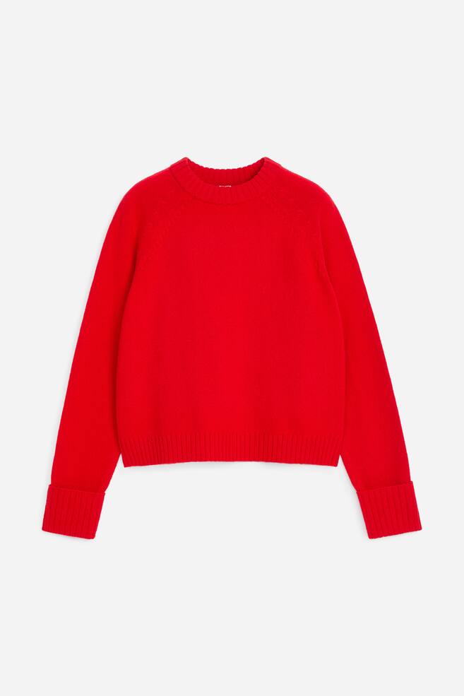 Folded Sleeve Wool Jumper - Red/Black/Grey/Off White - 1