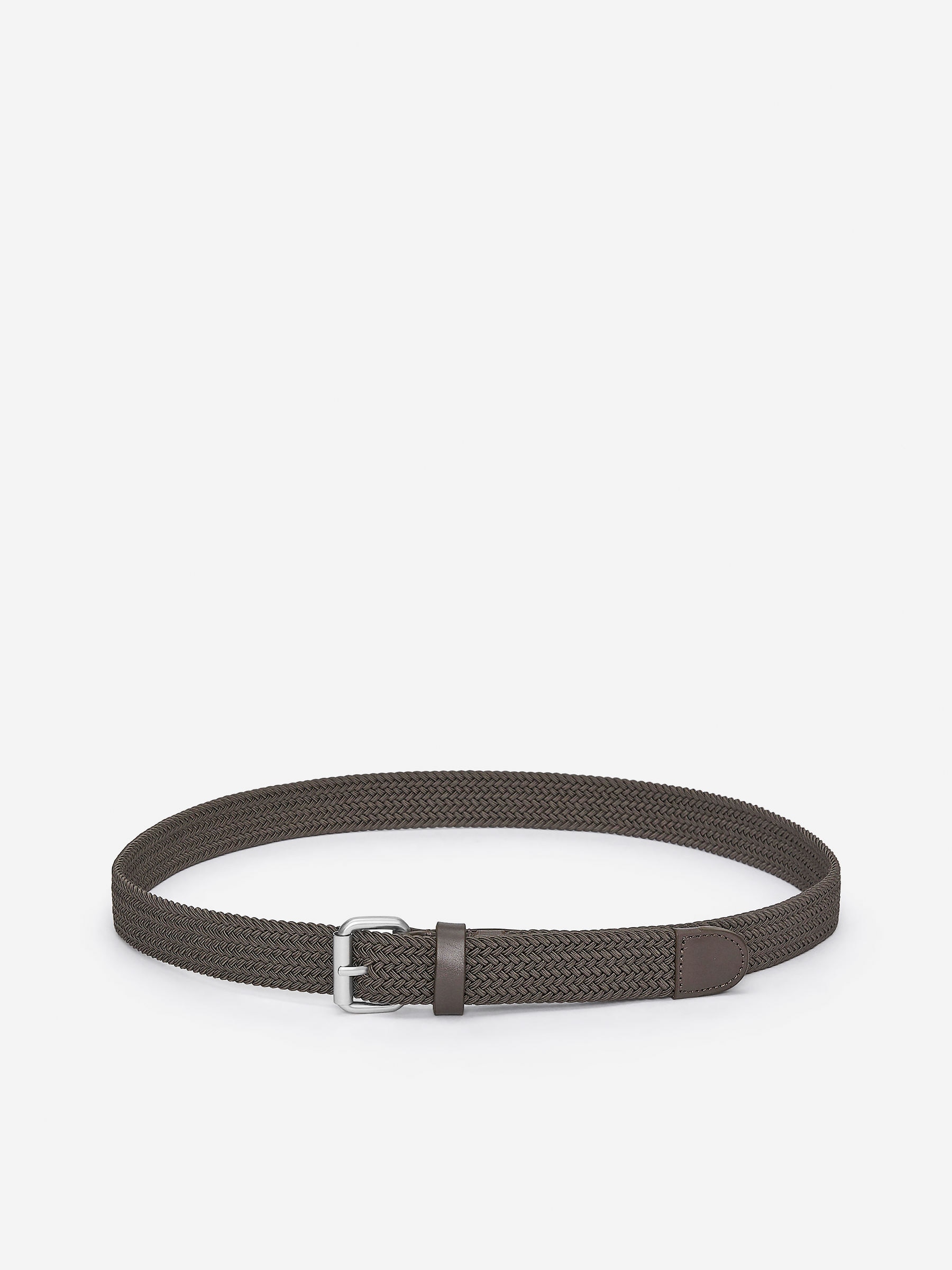Braided Leather Trimmed Belt-#484240-16662