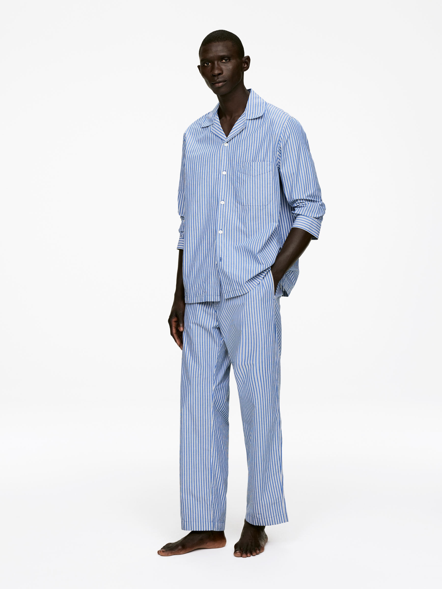 Pyjamasskjorta i poplin - Blå/vit - Regular fit - Men - StillMedia/Lookbook - 6