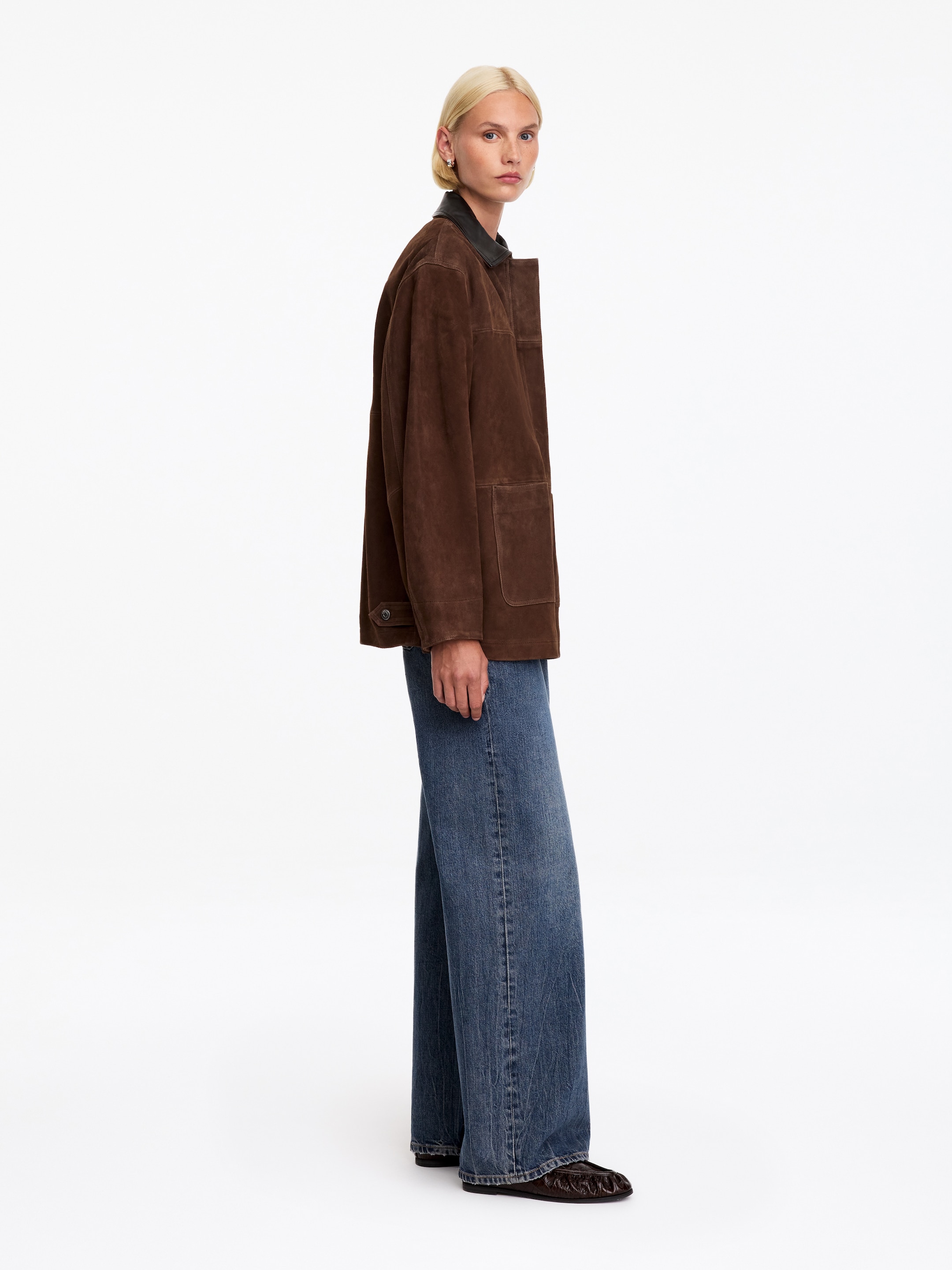 Zamszowa kurtka - Ciemnobrązowy - Obszerny - women - StillMedia/Lookbook - 11
