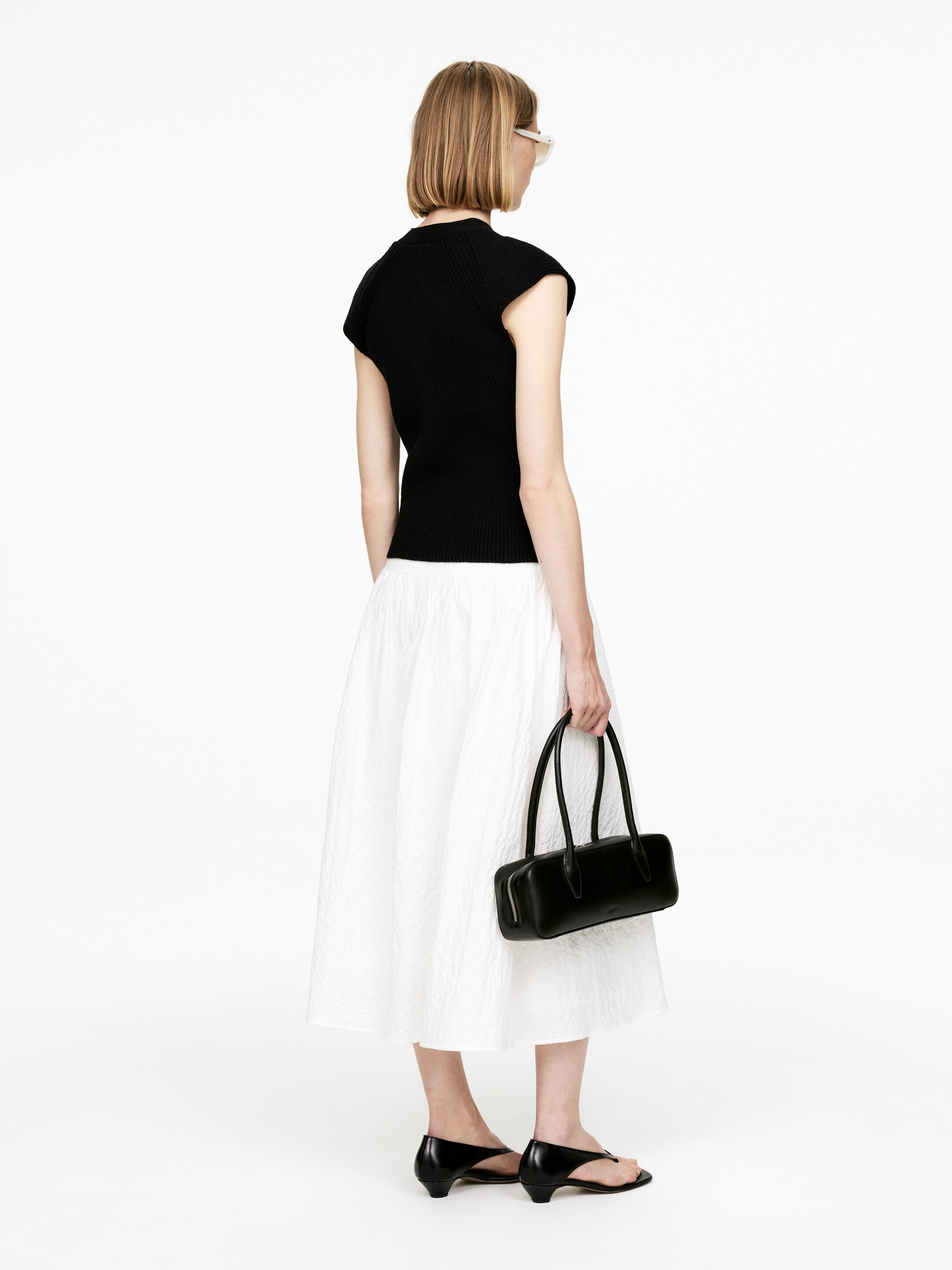 Ver imagem maior: Saia em tecido seersucker - Branco sujo - SENHORA | H&M PT 4