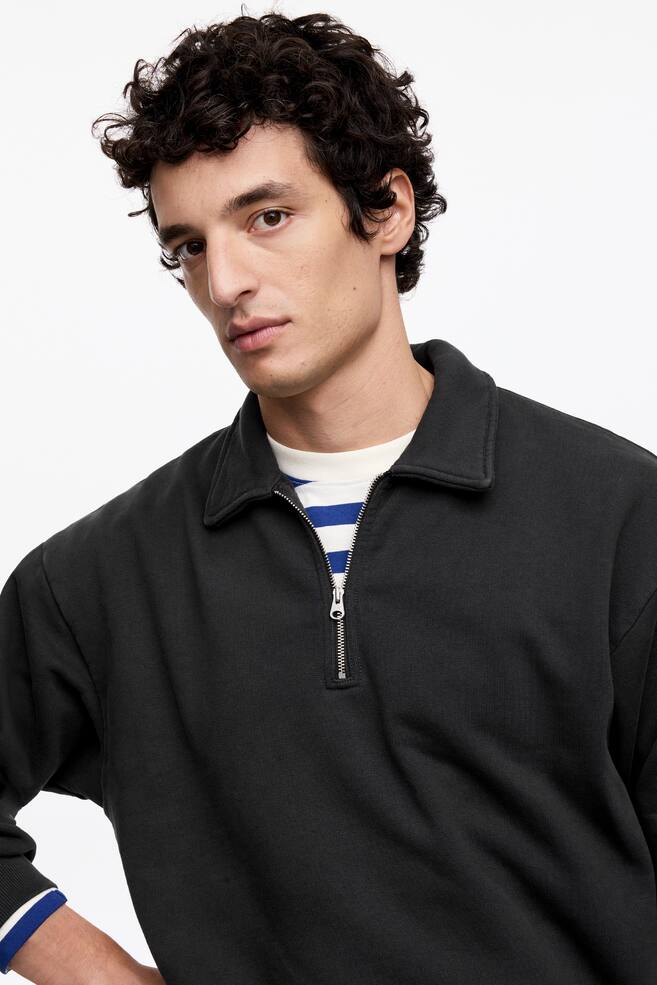 Half Zip Polo Shirt - Dark Blue/Faded Blue - 6