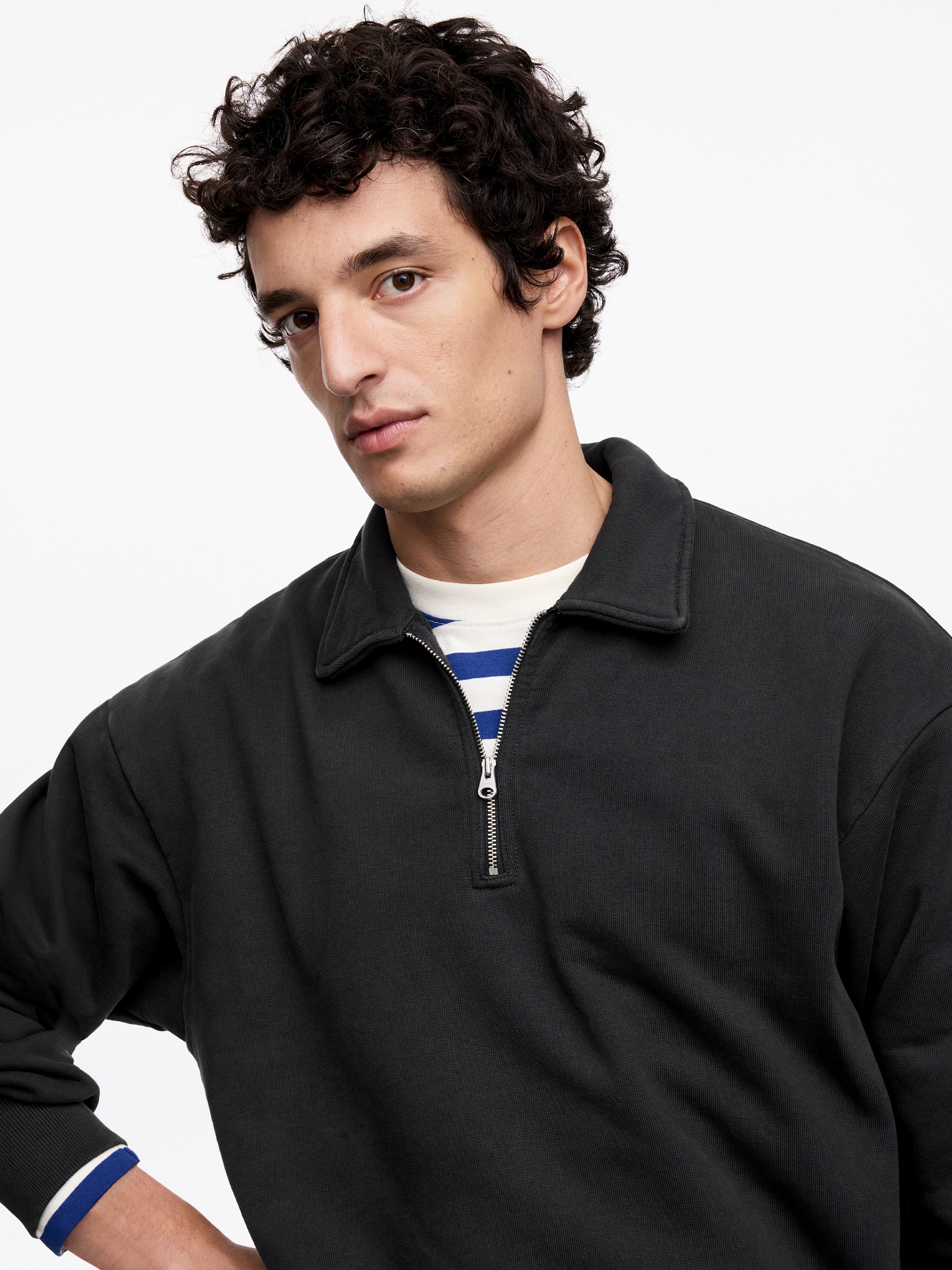 Polo shirt med half zip - Mörkblå - Regular fit - Men - StillMedia/Lookbook - 4