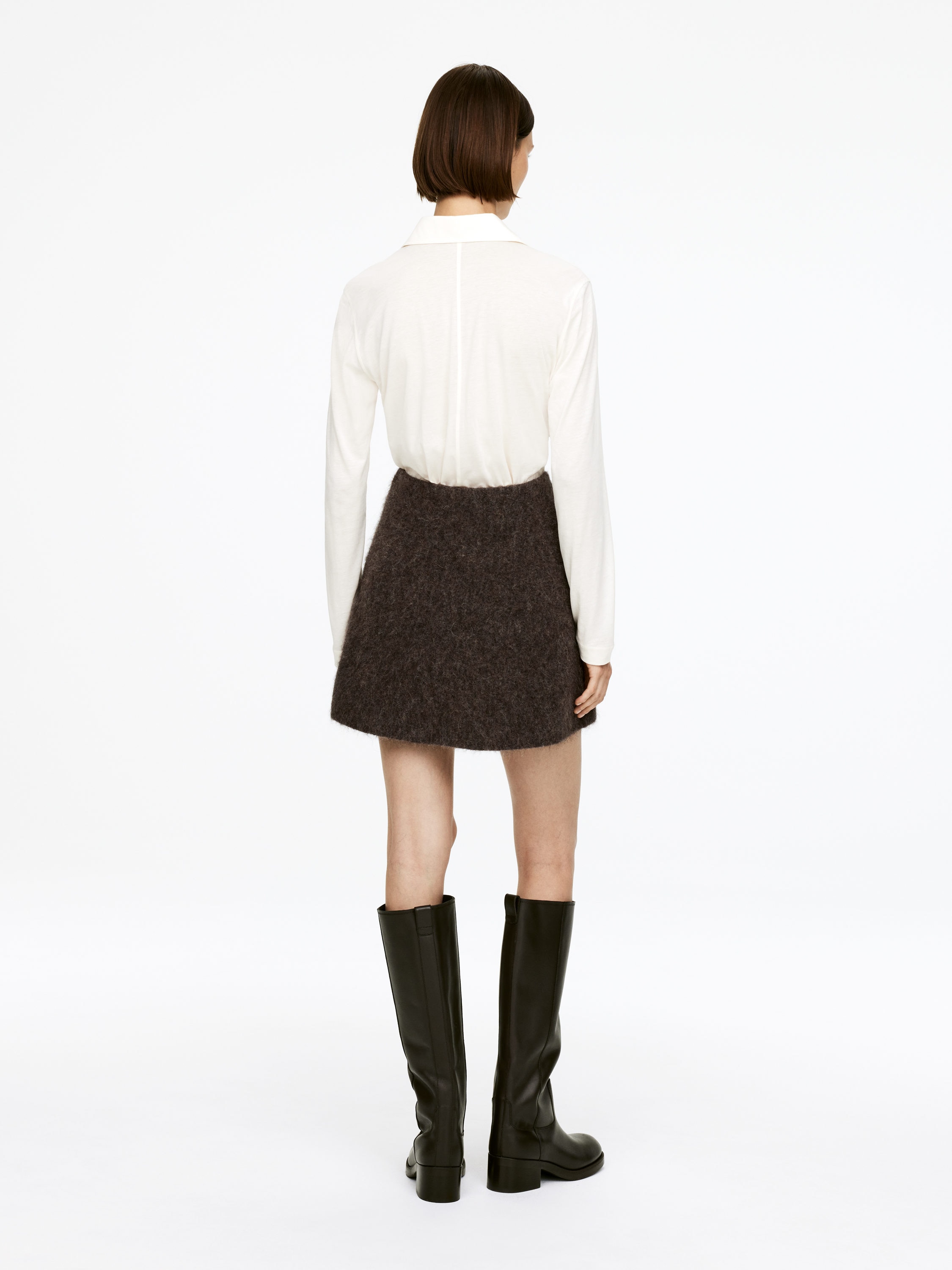 Alpaca-Wool Blend Skirt - Brown - Loose fit - Women - StillMedia/Lookbook - 3