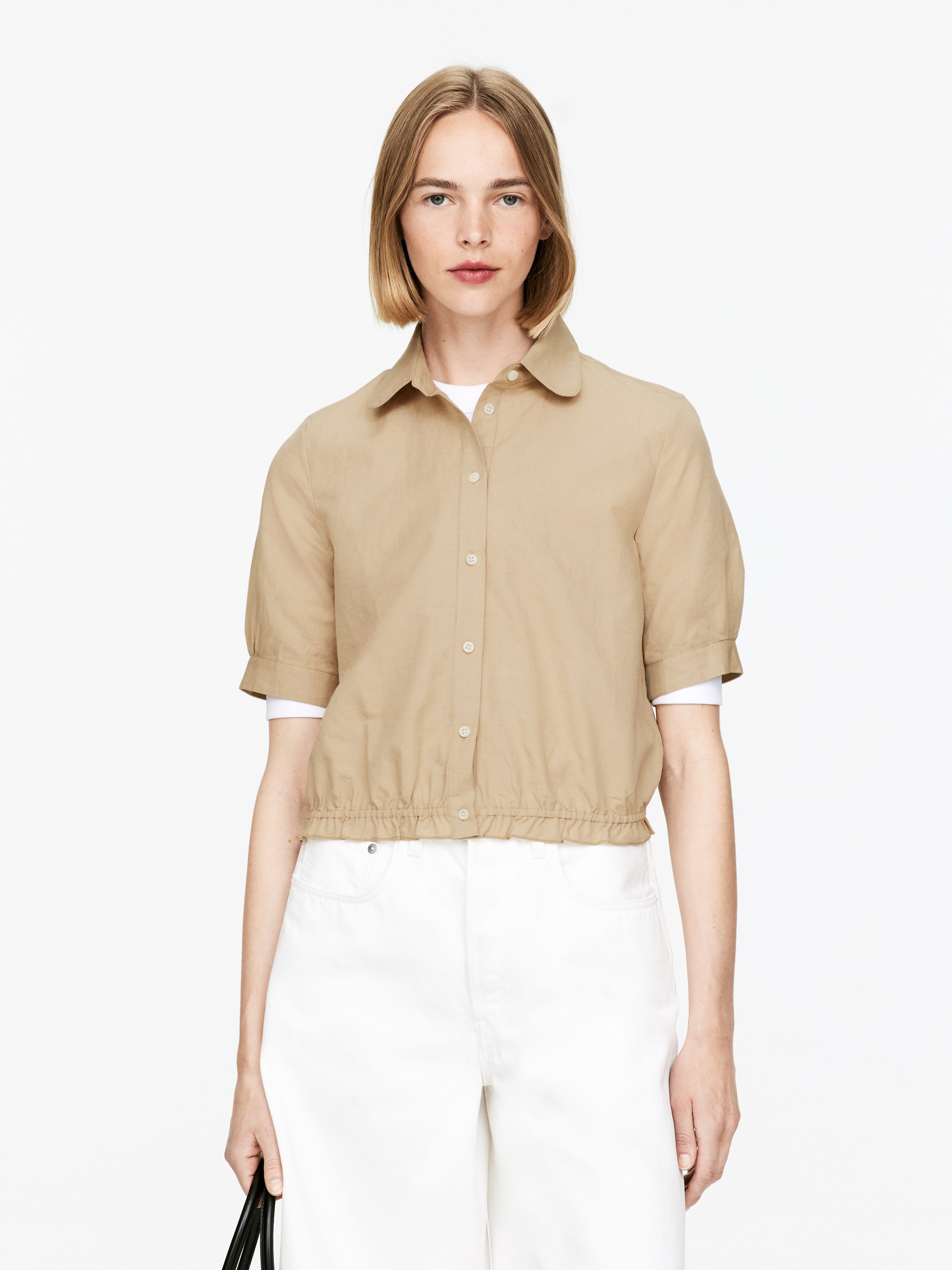 Agrandir l'image: Chemisier à col rond - Beige - FEMME | H&M FR 1