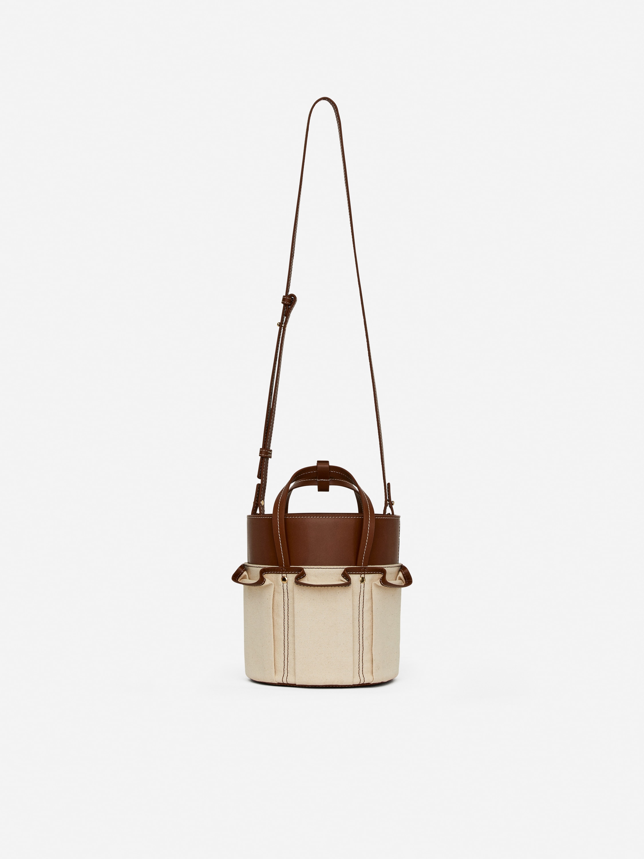 Bolso cubo dos en uno - Marrón/beige
