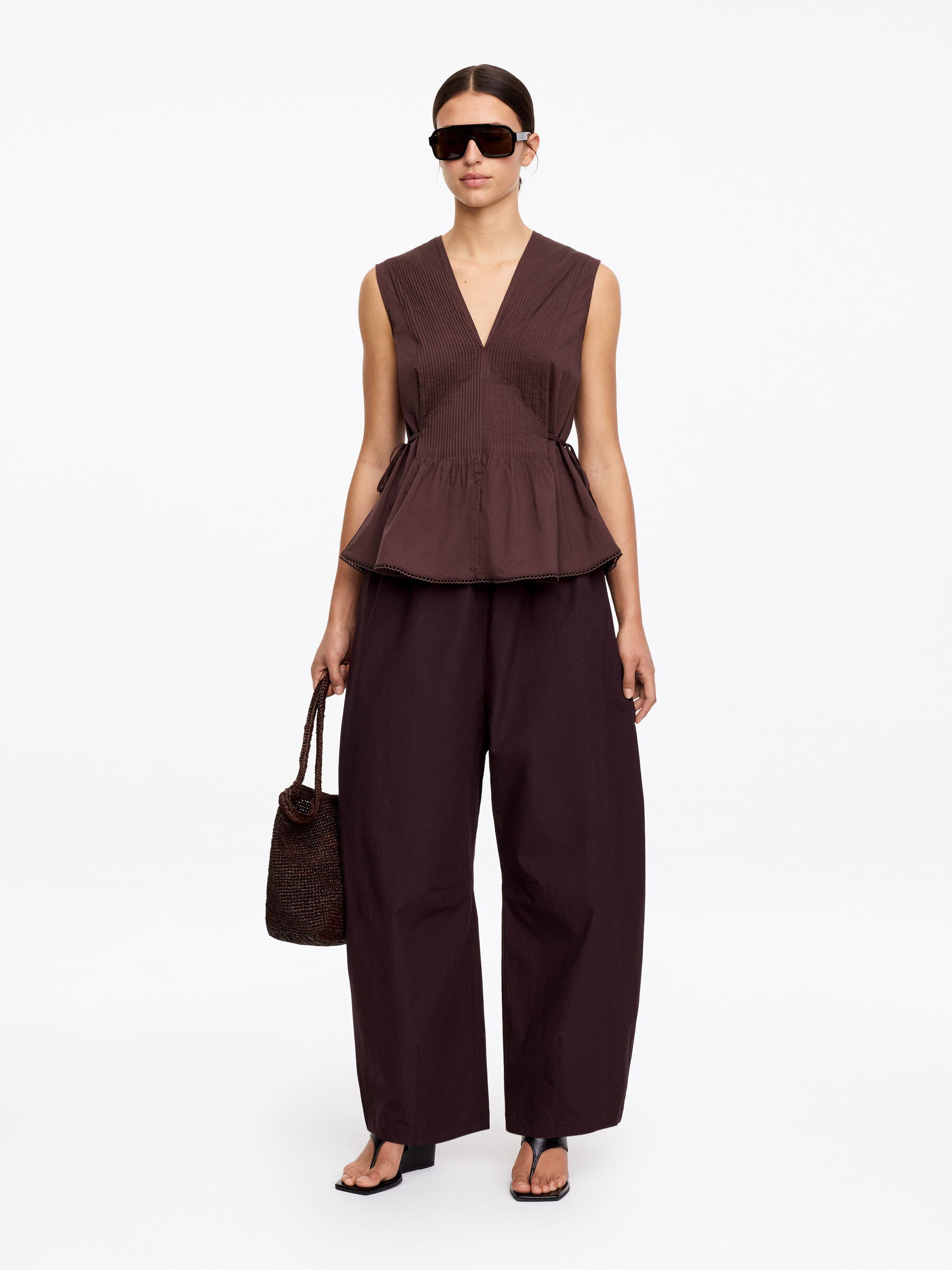 Haut à plis surpiqués - Marron - Regular fit - Femme - StillMedia/Lookbook - 6