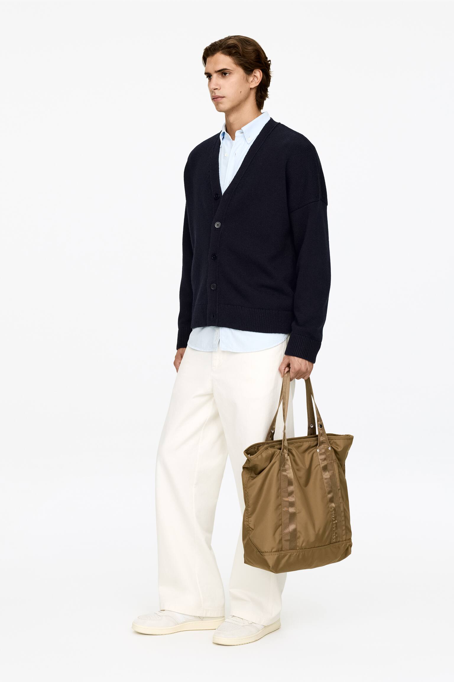 Ullcardigan med v-hals - Mørkeblå - 3