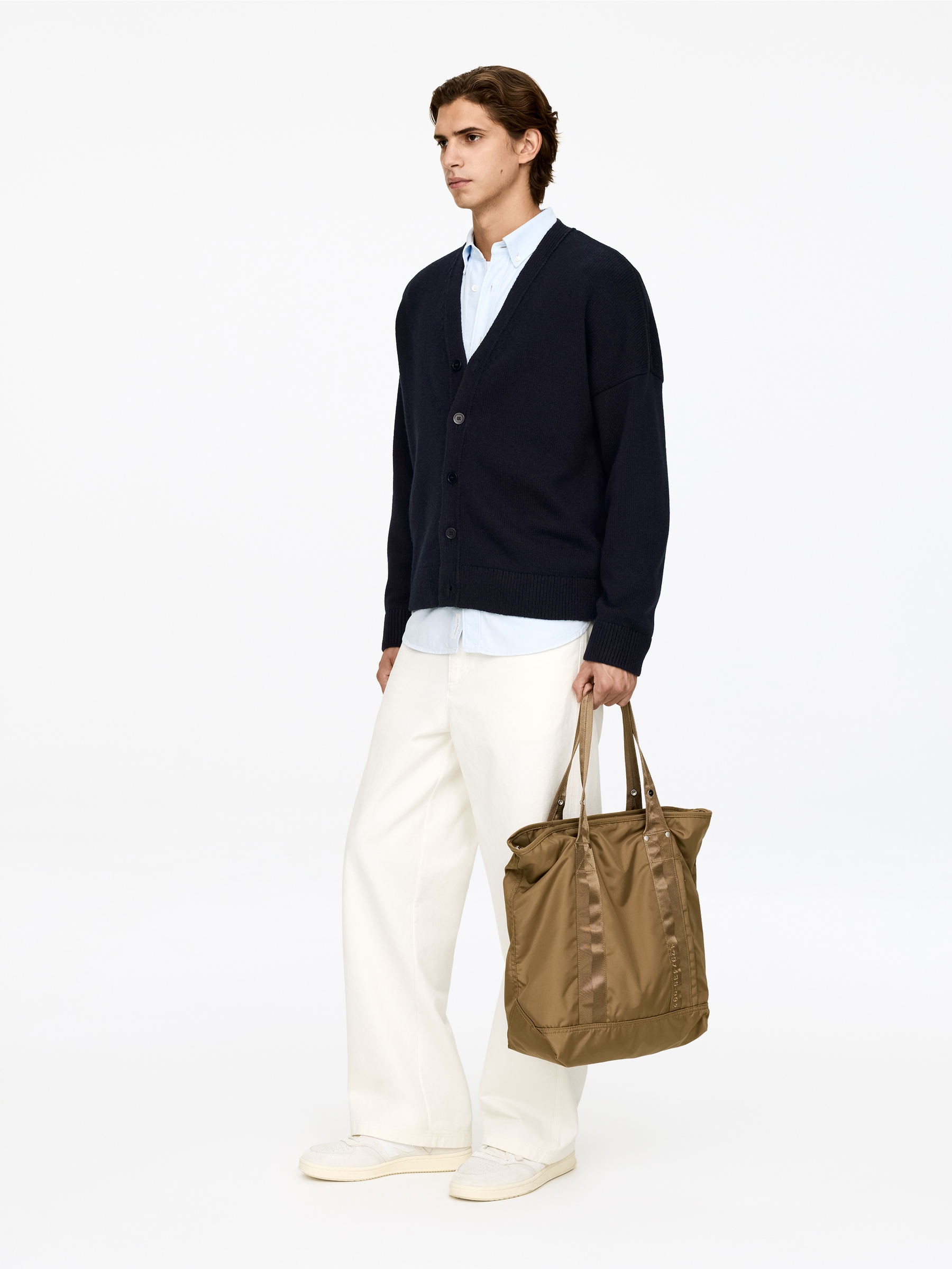 V-Neck Wool Cardigan - Dark Blue - Loose fit - Men - StillMedia/Lookbook - 6